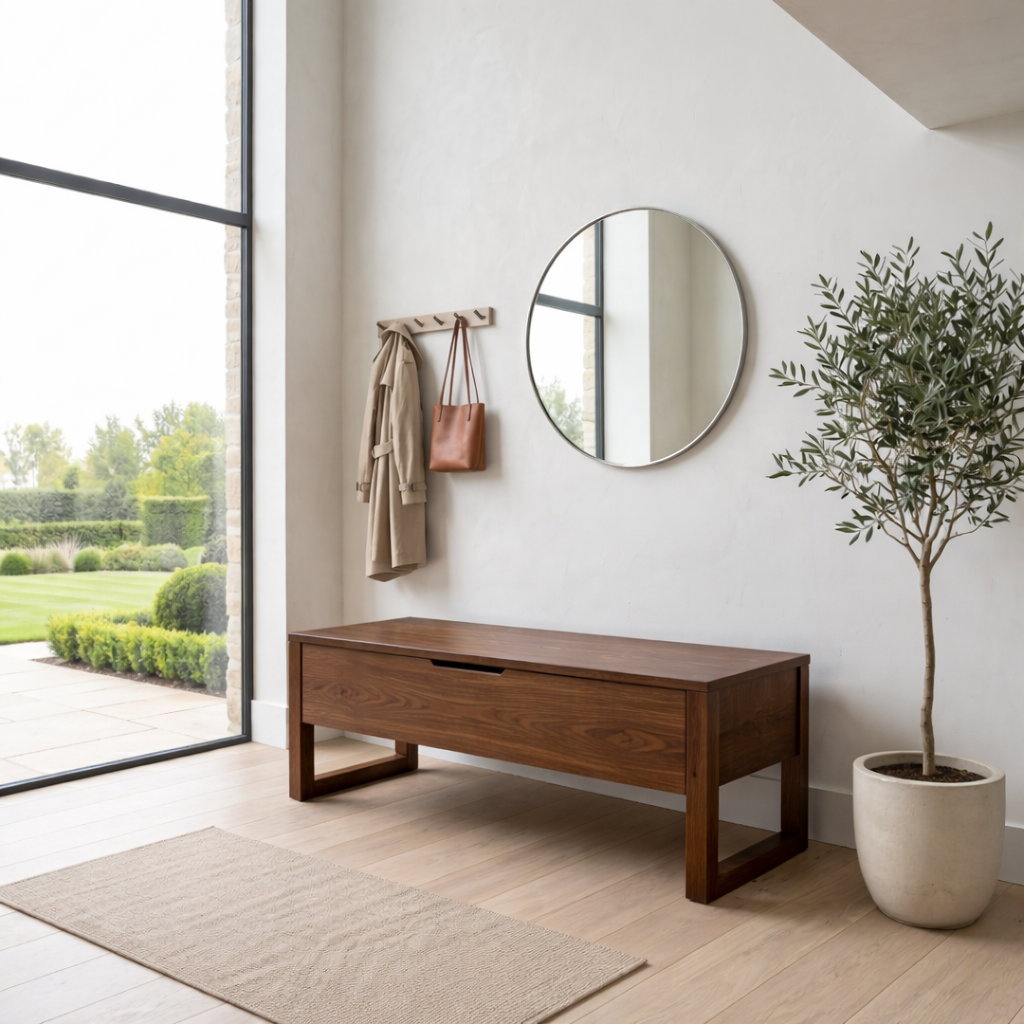 Solid Wood Storage Bench with Lift Top – Minimalist Entryway Storage Bench