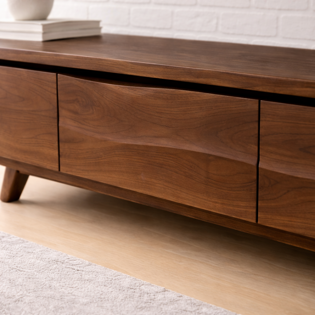 Solid Wood TV Stand with Modern Design and Storage