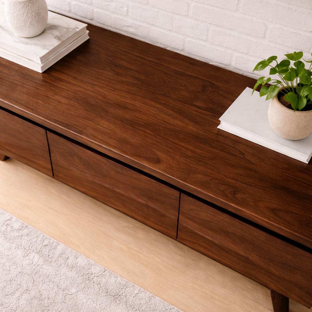 Solid Wood TV Stand with Modern Design and Storage