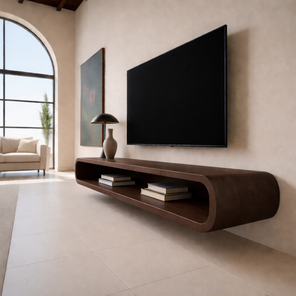 Modern Floating TV Stand Solid Wood – Sleek & Minimalist Design