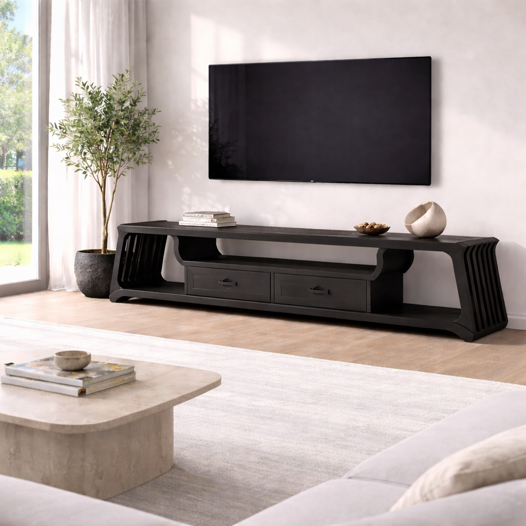 Modern Solid Wood TV Stand with Storage – Stylish & Functional TV Console