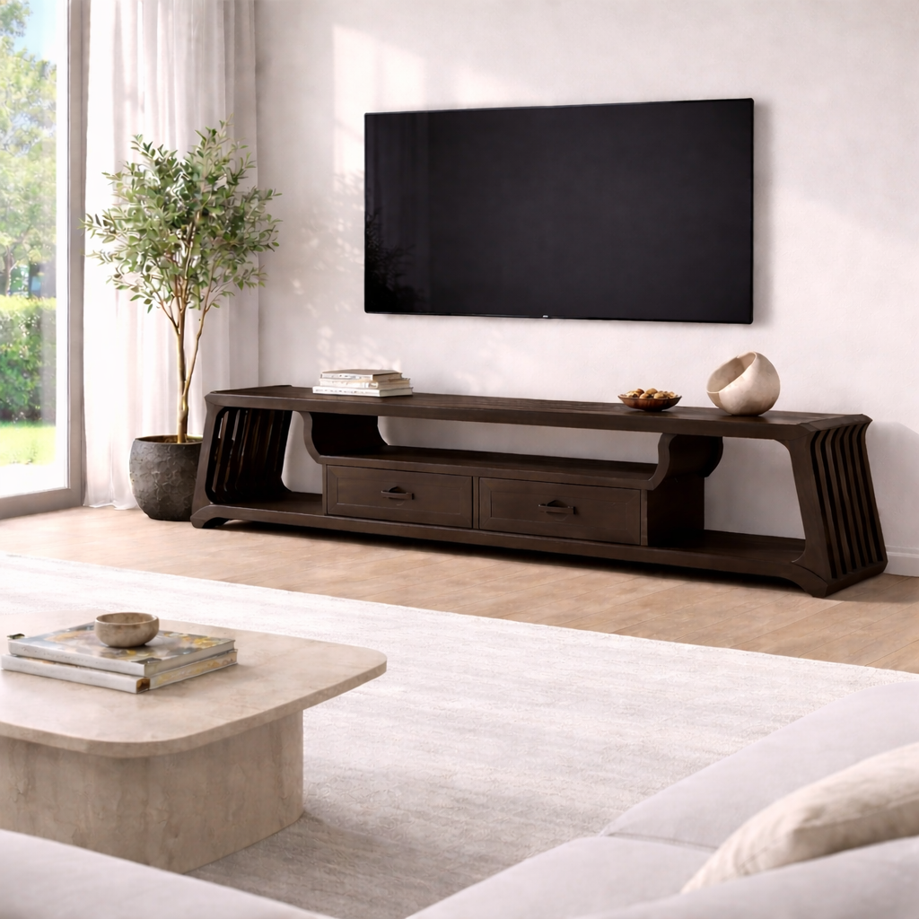 Modern Solid Wood TV Stand with Storage – Stylish & Functional TV Console
