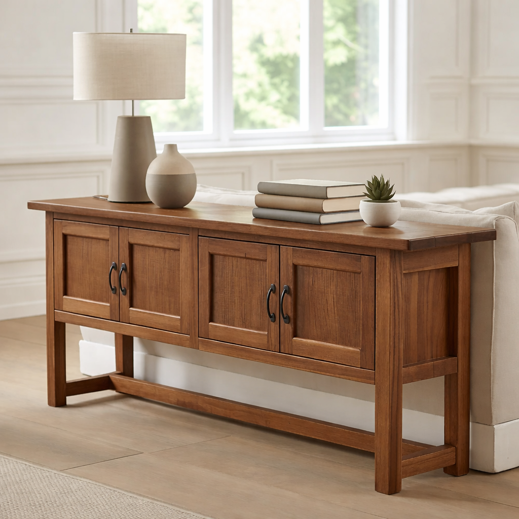 Solid Wood Console Table with 3 Drawers for Living Room or Entryway
