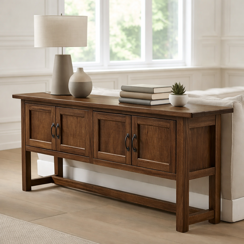 Solid Wood Console Table with 3 Drawers for Living Room or Entryway