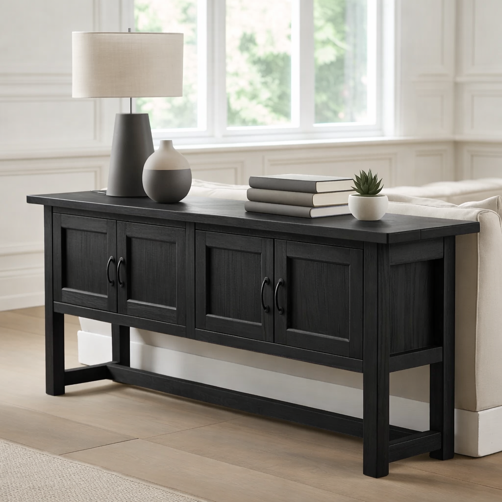 Solid Wood Console Table with 3 Drawers for Living Room or Entryway