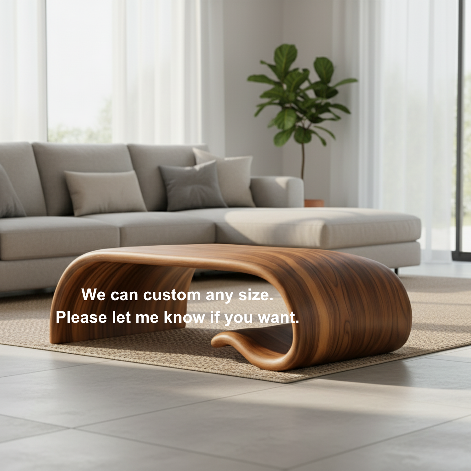 Solid Wood Sculptural Coffee Table with Curved Wave Base – Modern Organic Coffee Table