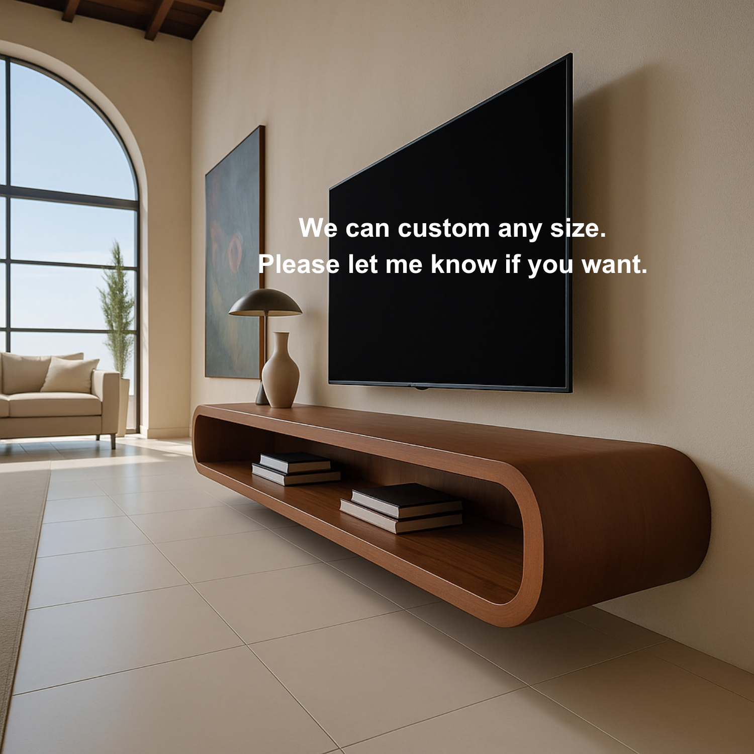 Modern Floating TV Stand Solid Wood – Sleek & Minimalist Design