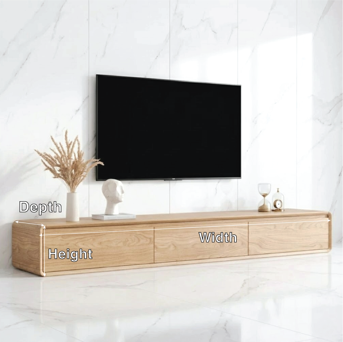 Modern Solid Wood TV Stand Ultra Low Profile Minimalist Media Console Storage Unit