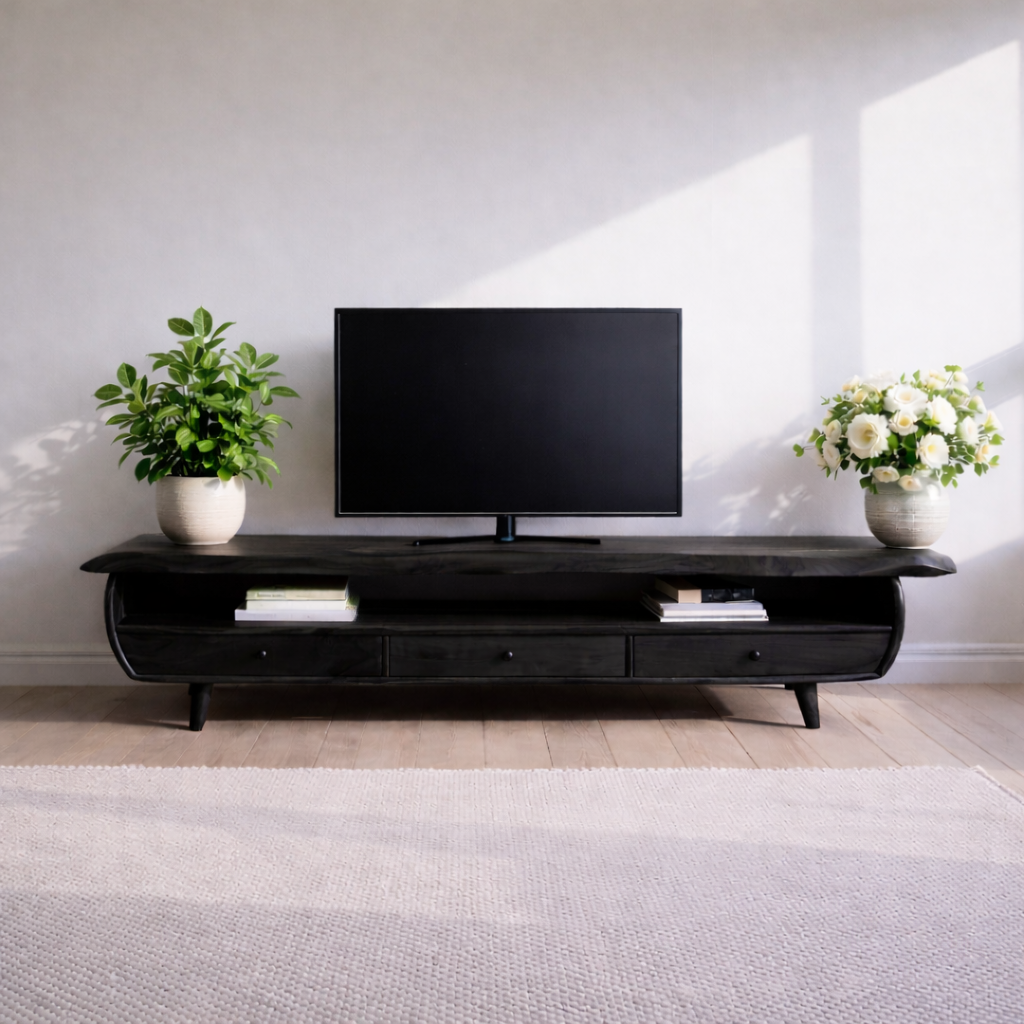 Solid Wood TV Stand for Living Room with Storage Drawers