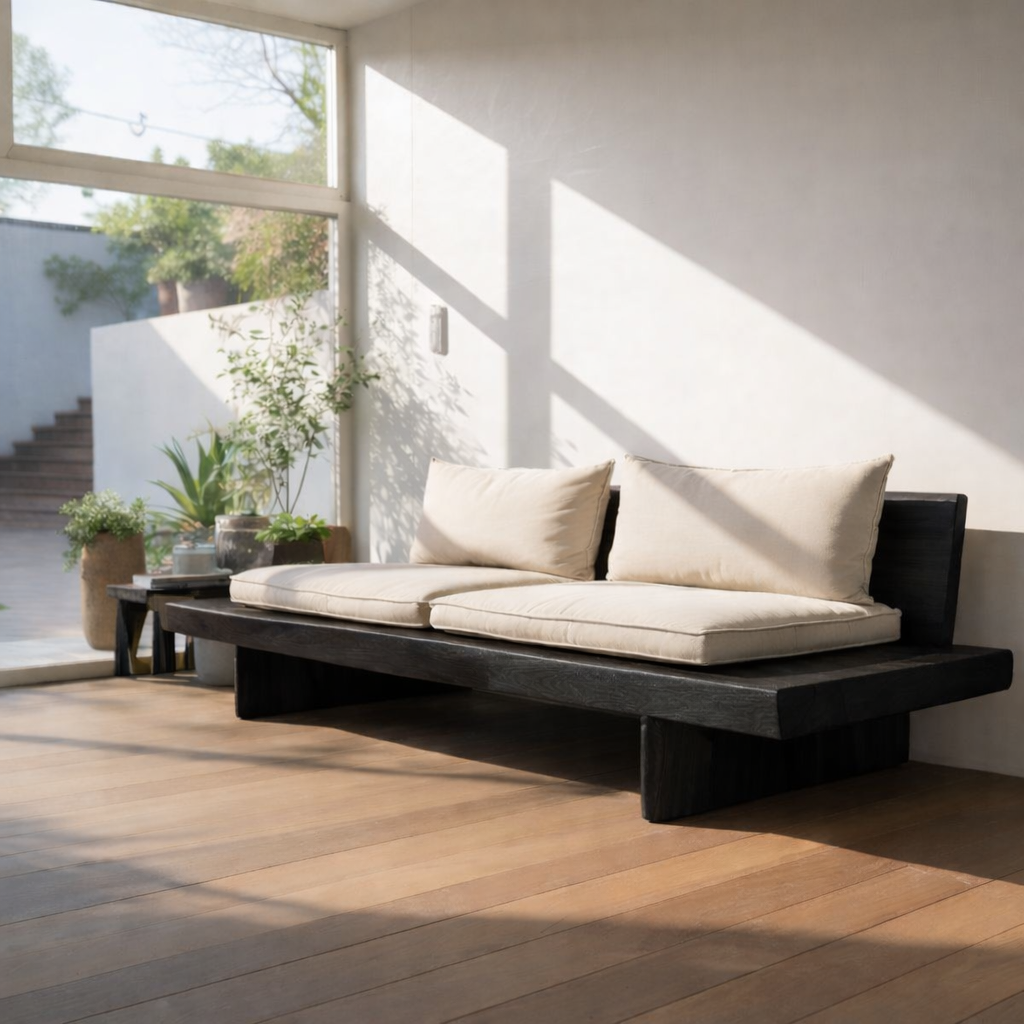 Modern Solid Wood Sofa with Minimalist Design