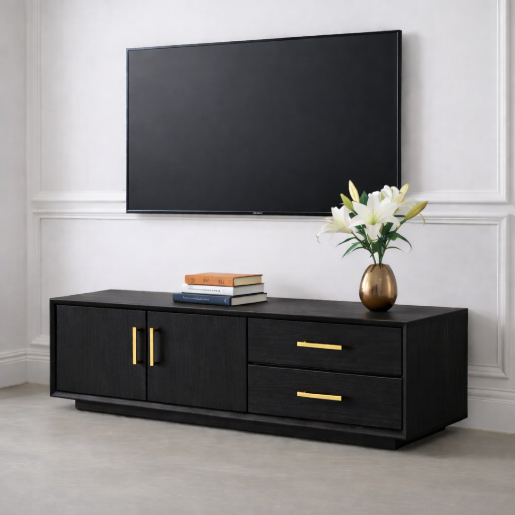 Solid Wood TV Stand with Drawers and Cabinet for Elegant Living Rooms