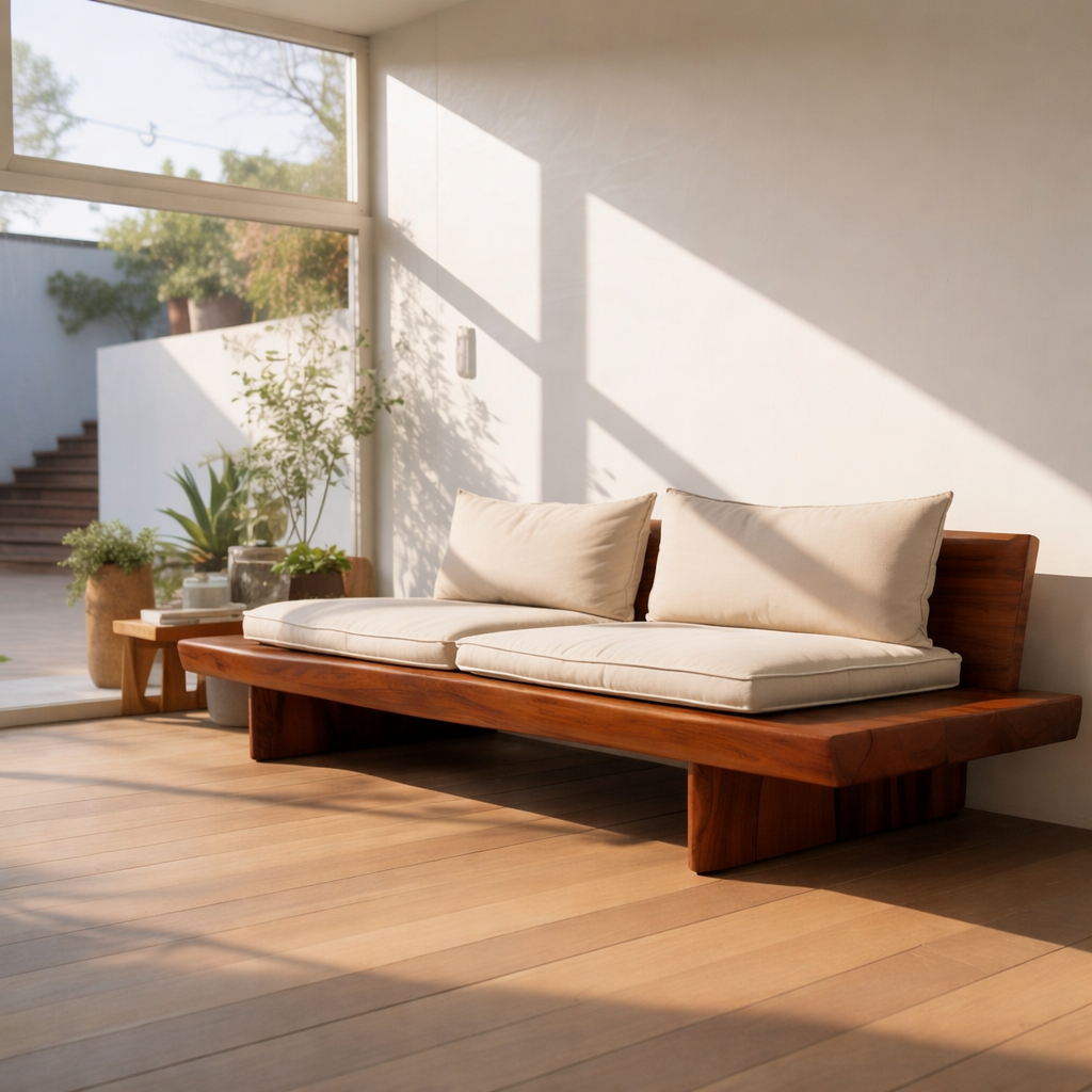 Modern Solid Wood Sofa with Minimalist Design