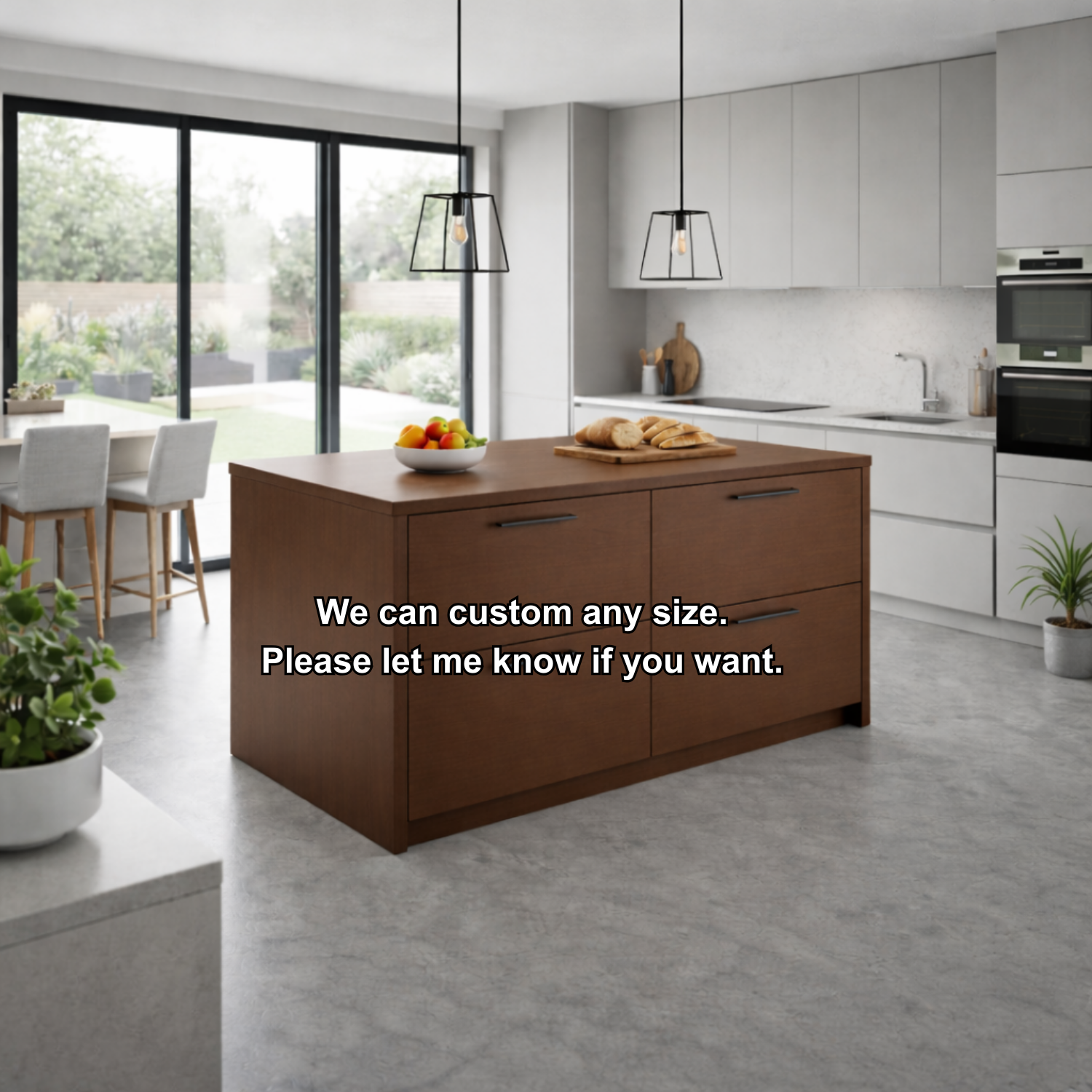 Solid Wood Kitchen Island with 4 Drawers – Modern Storage Prep Table