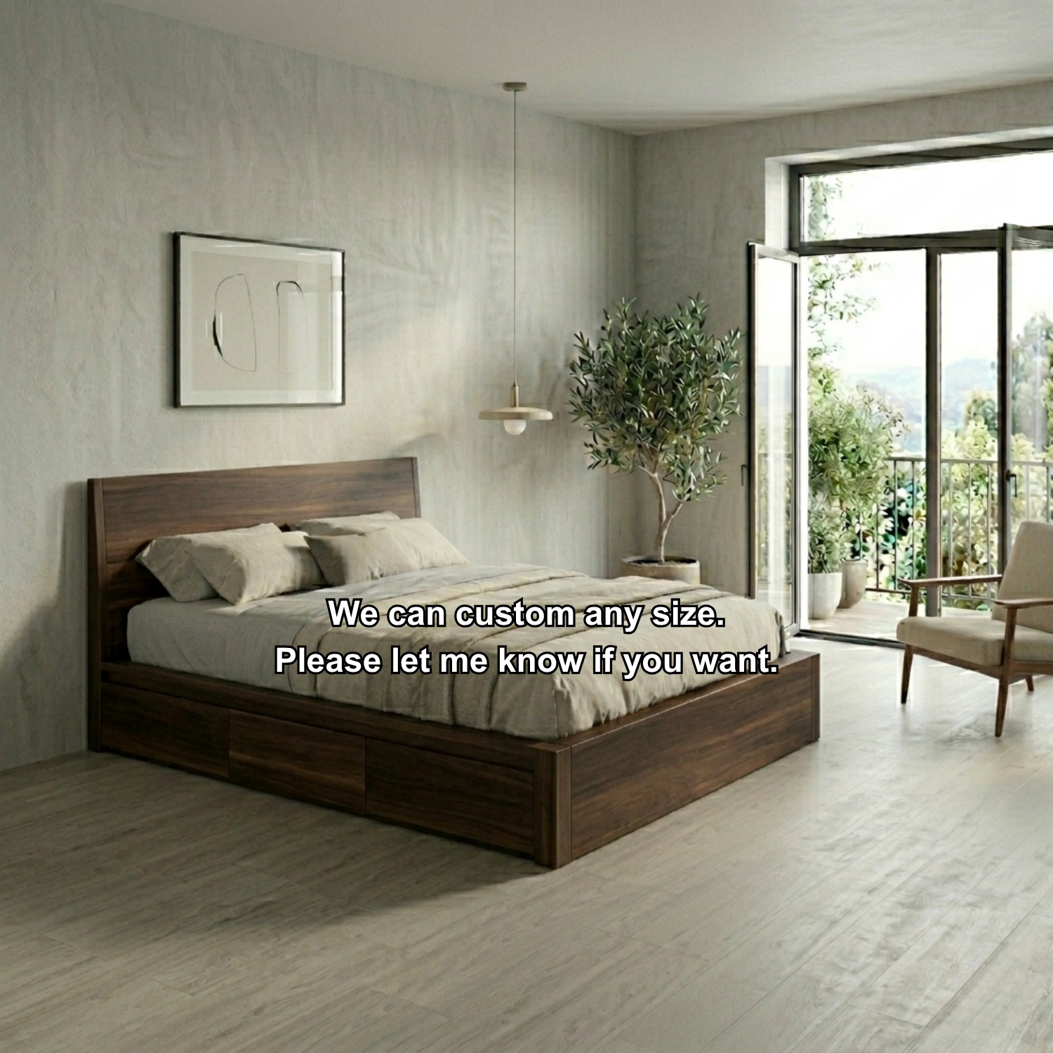 Solid Wood Storage Bed Frame with Side Drawers and Platform Design