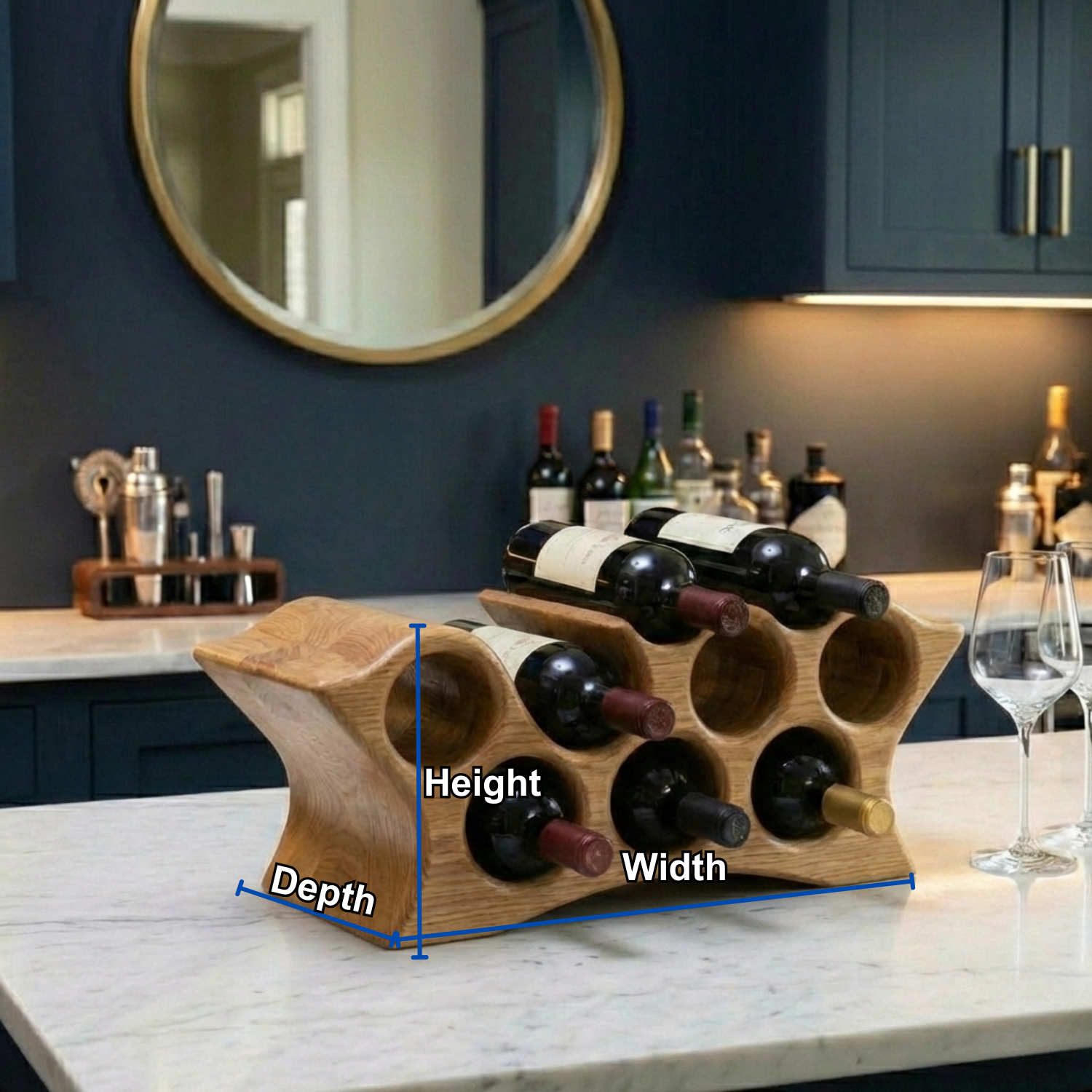 Handcrafted Solid Wood Wine Holder – Modern Countertop Wine Rack