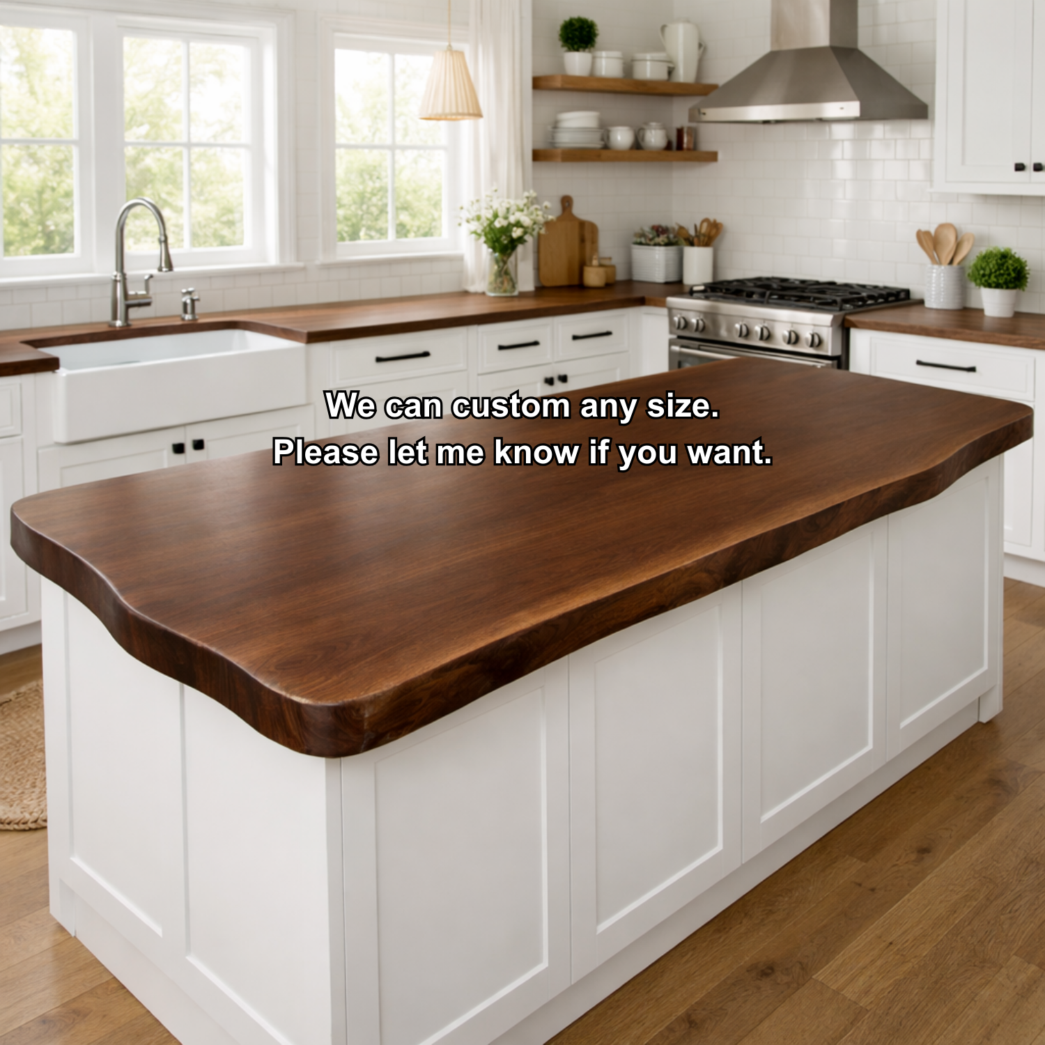 Solid Wood Kitchen Countertop – Thick Island Top for Farmhouse Kitchen