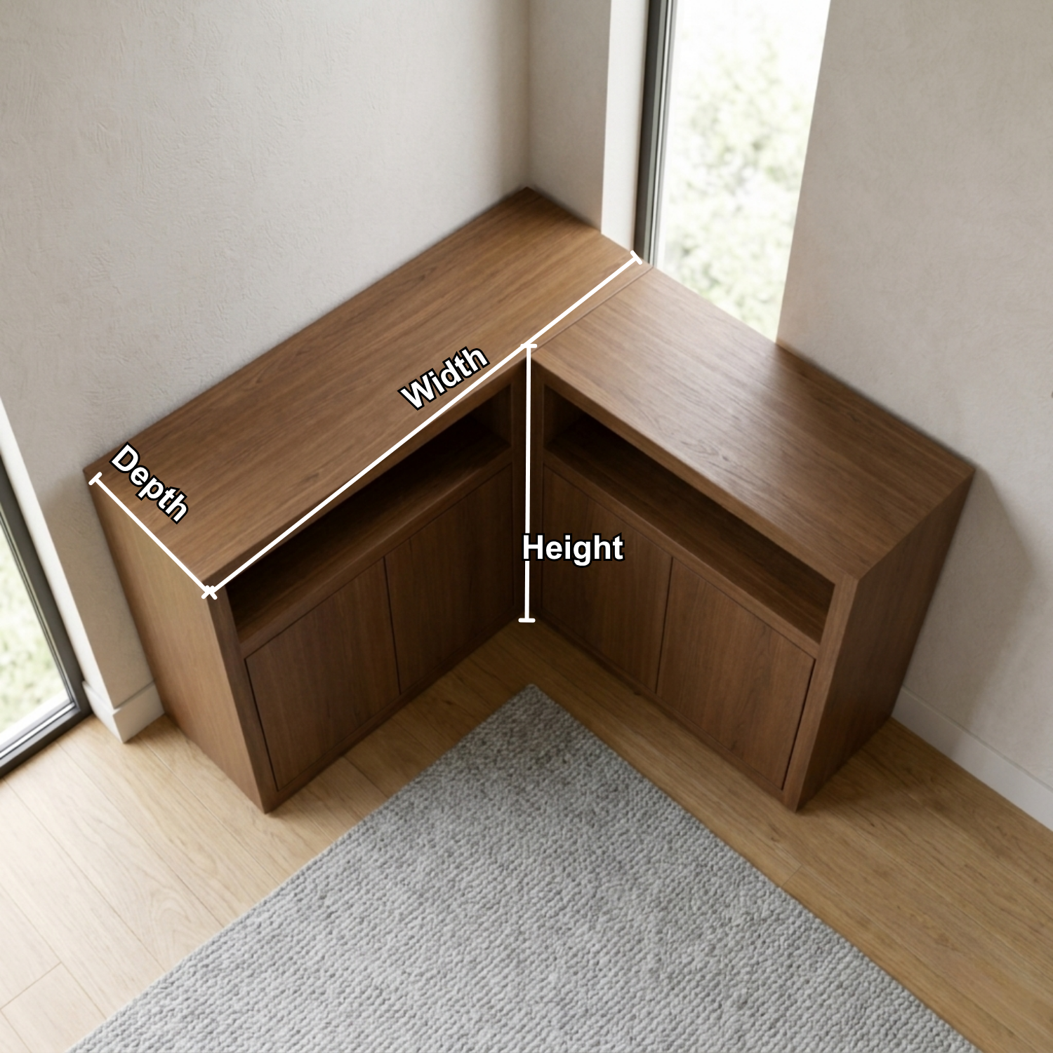 Solid Wood Corner TV Stand with Cabinet Storage and Open Media Shelf