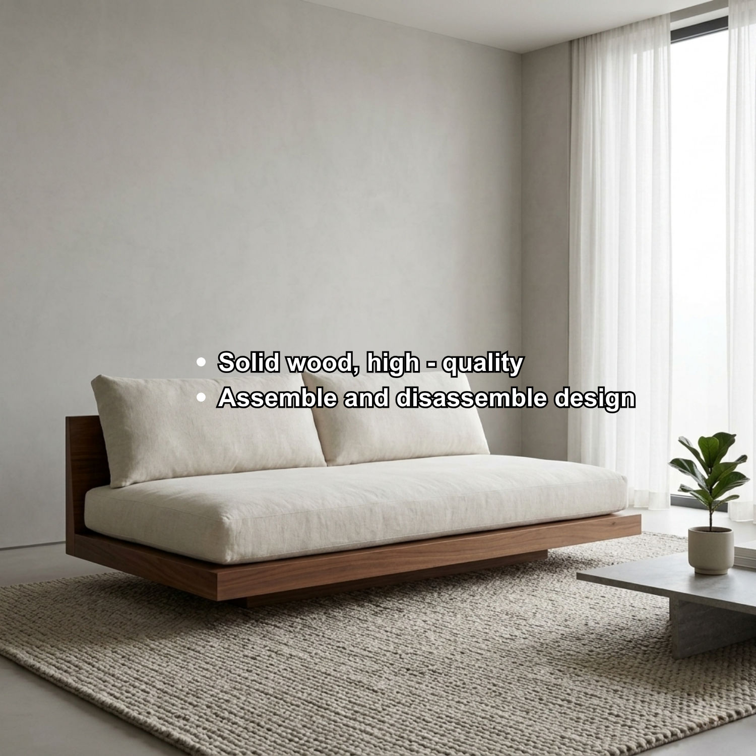 Solid Wood Platform Sofa Frame – Minimalist Low Profile Modern Wood Sofa