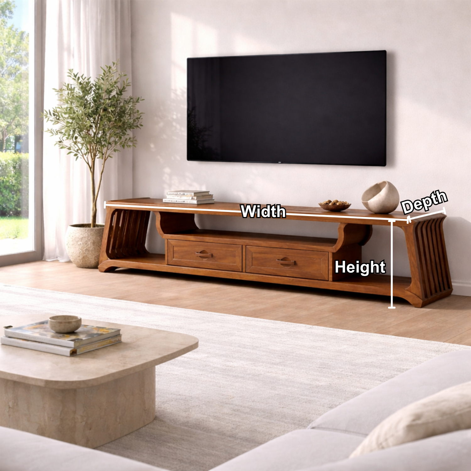 Modern Solid Wood TV Stand with Storage – Stylish & Functional TV Console