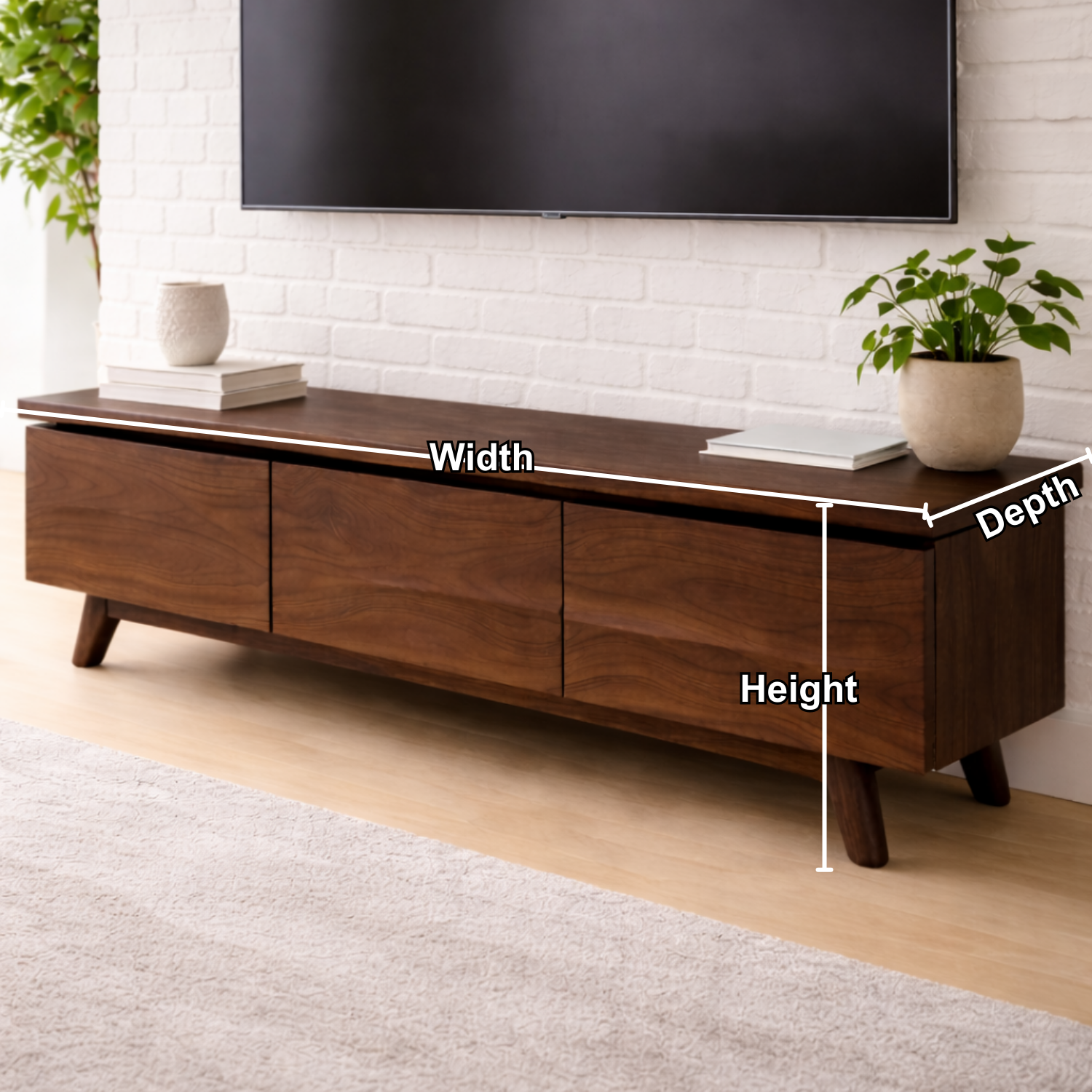Solid Wood TV Stand with Modern Design and Storage