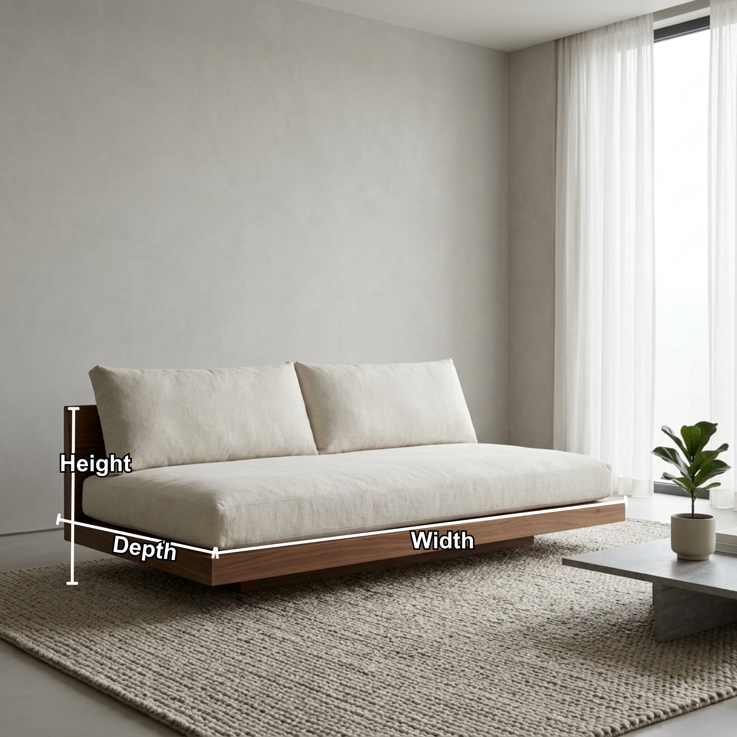 Solid Wood Platform Sofa Frame – Minimalist Low Profile Modern Wood Sofa