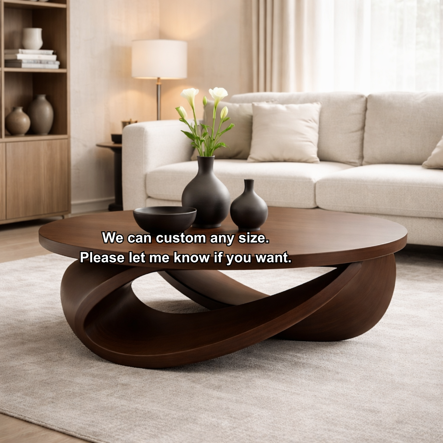 Sculptural Solid Wood Coffee Table – Modern Elegant Design for Living Rooms