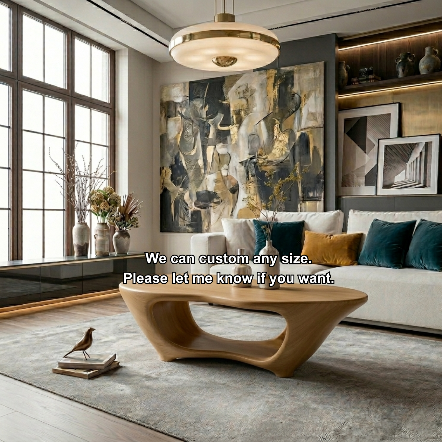 Sculptural Solid Wood Coffee Table – Modern Organic Living Room Center Table