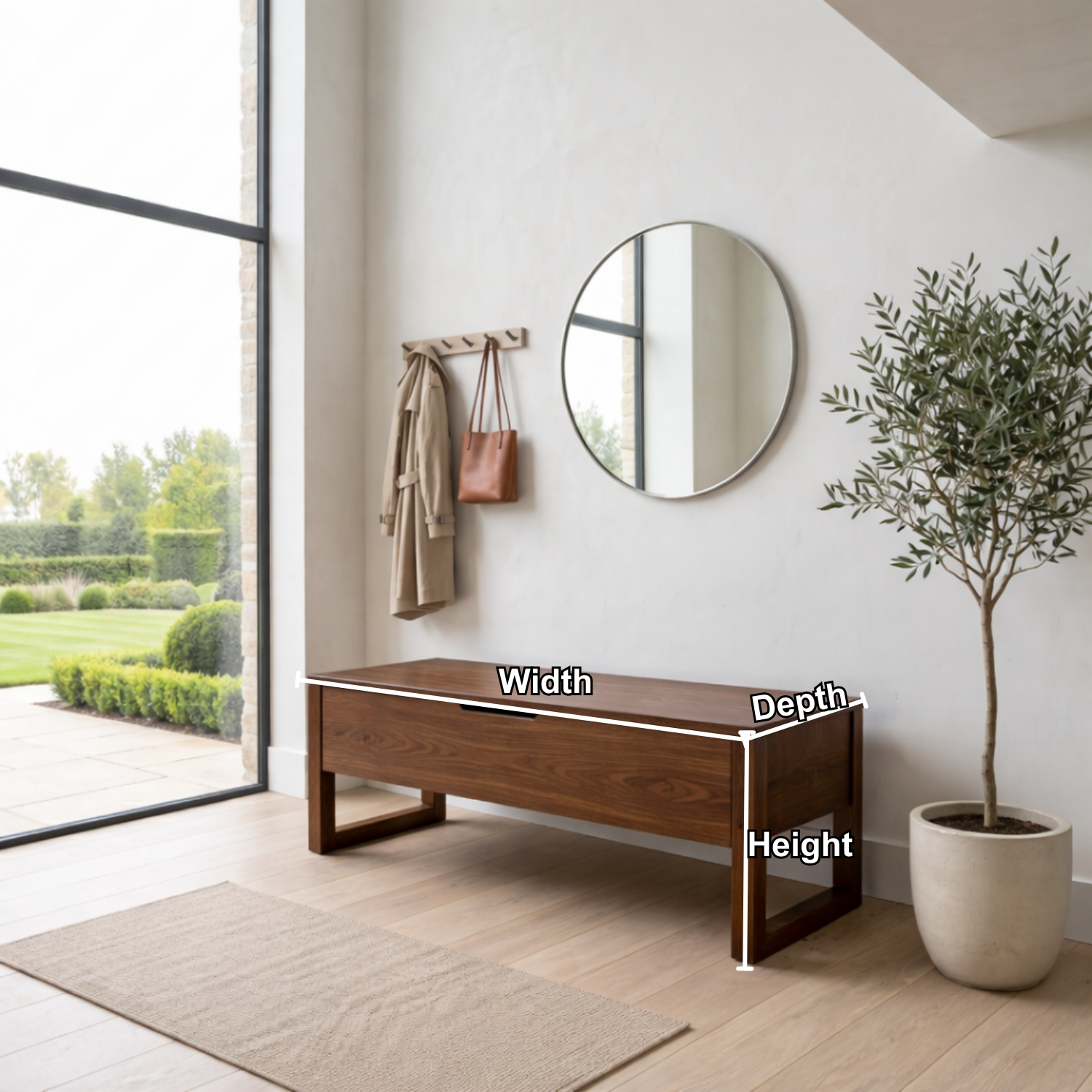 Solid Wood Storage Bench with Lift Top – Minimalist Entryway Storage Bench