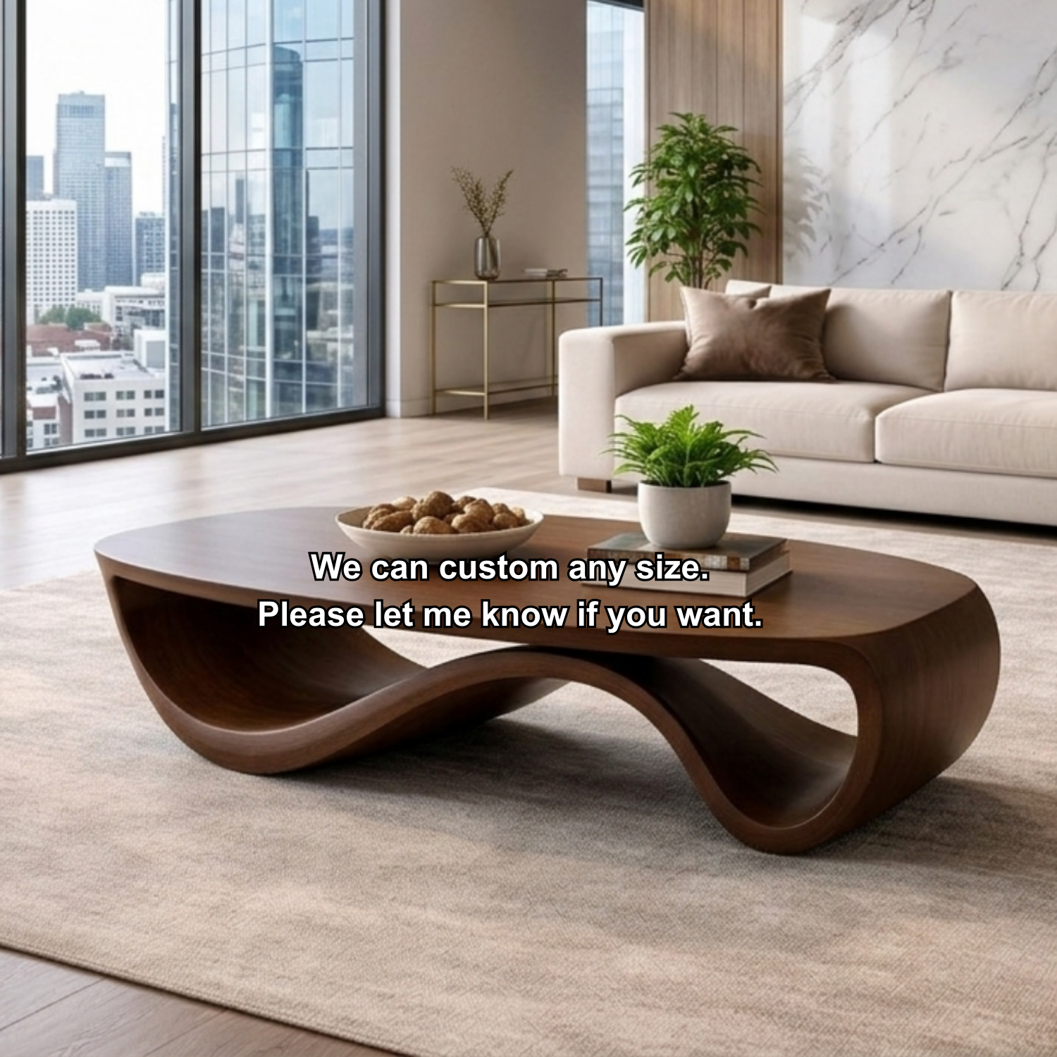 Sculptural Solid Wood Coffee Table – Modern Organic Living Room Center Table