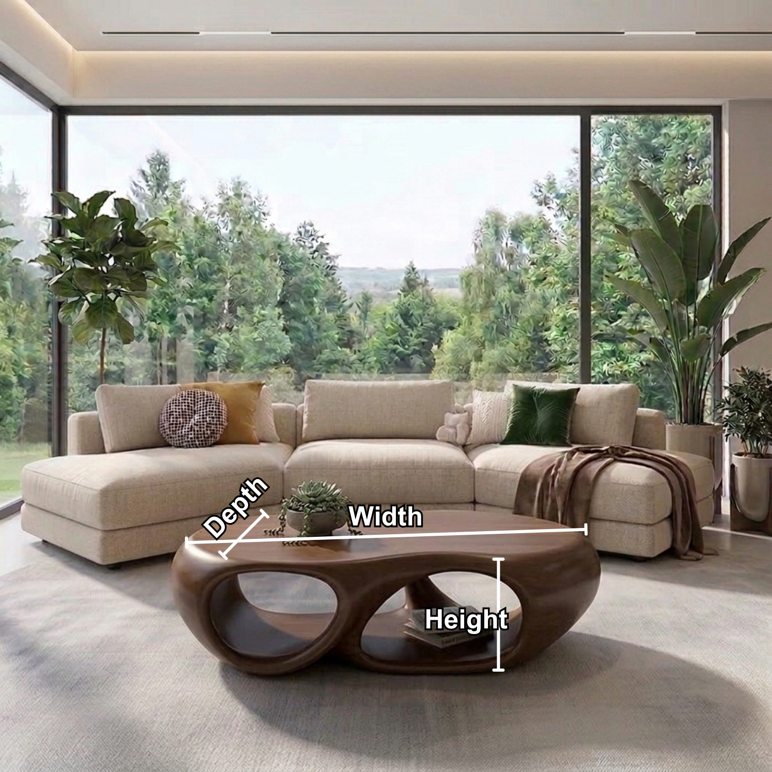 Sculptural Solid Wood Coffee Table – Modern Organic Living Room Center Table