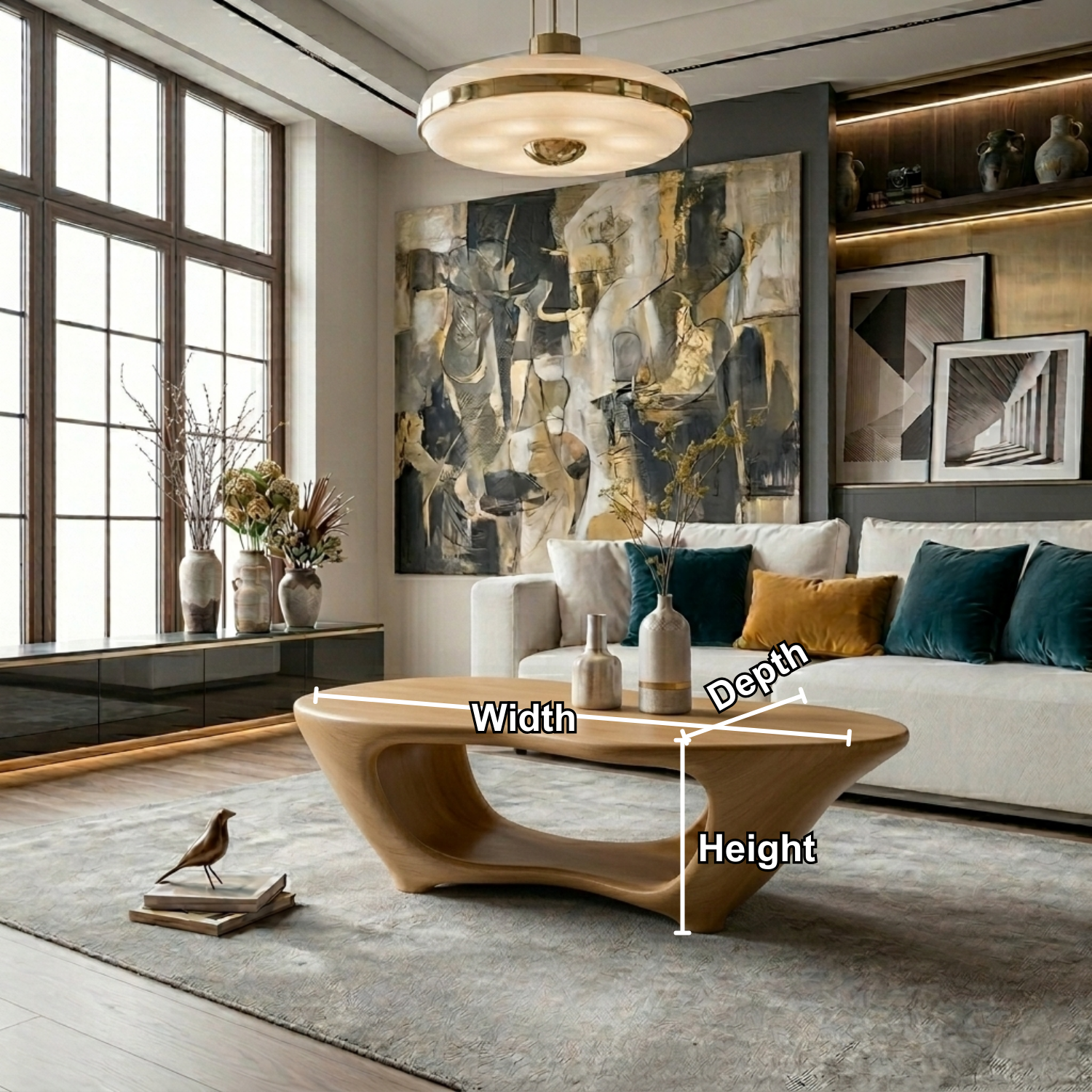 Sculptural Solid Wood Coffee Table – Modern Organic Living Room Center Table