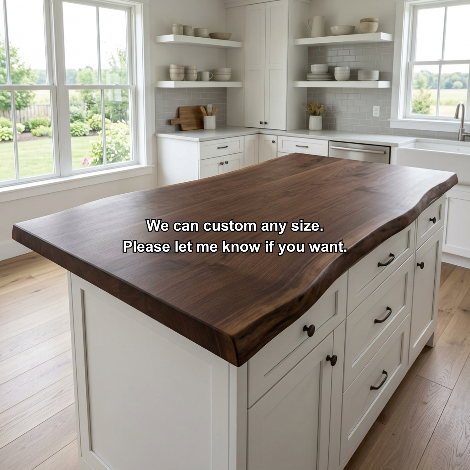 Solid Wood Kitchen Countertop – Live Edge Island Top for Modern Farmhouse Kitchens