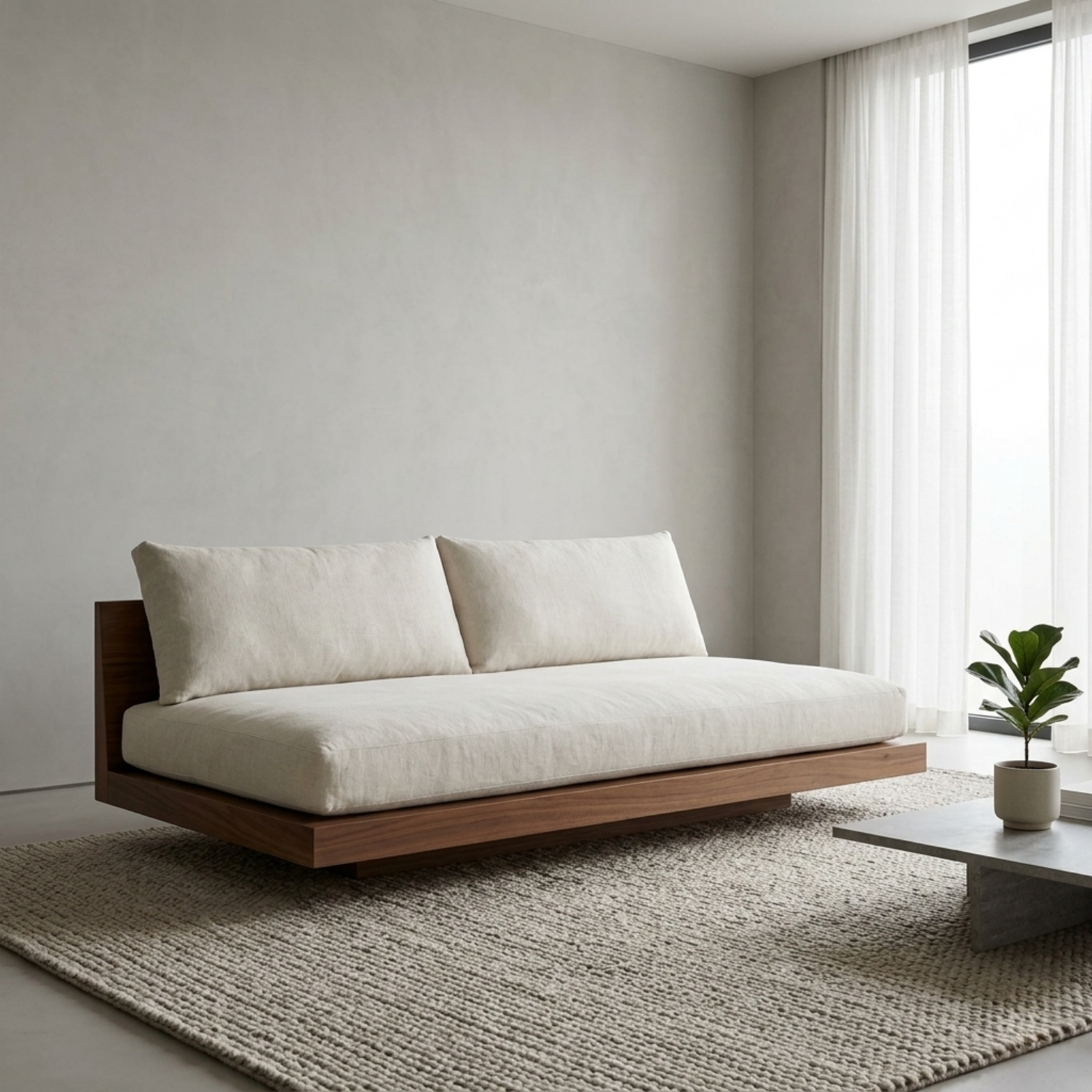 Solid Wood Platform Sofa Frame – Minimalist Low Profile Modern Wood Sofa