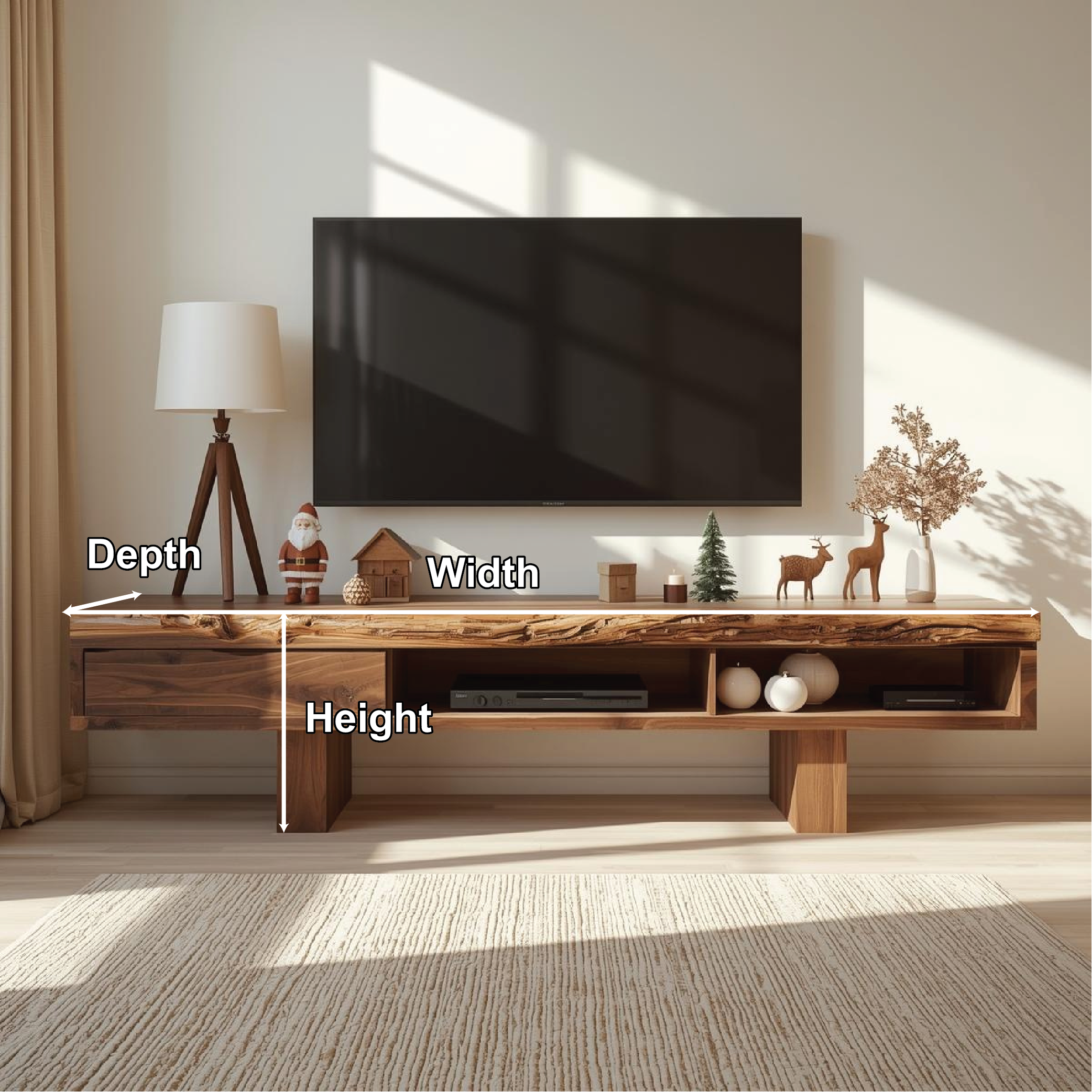 Live Edge Solid Wood TV Stand Modern Media Console Rustic Entertainment Center Storage