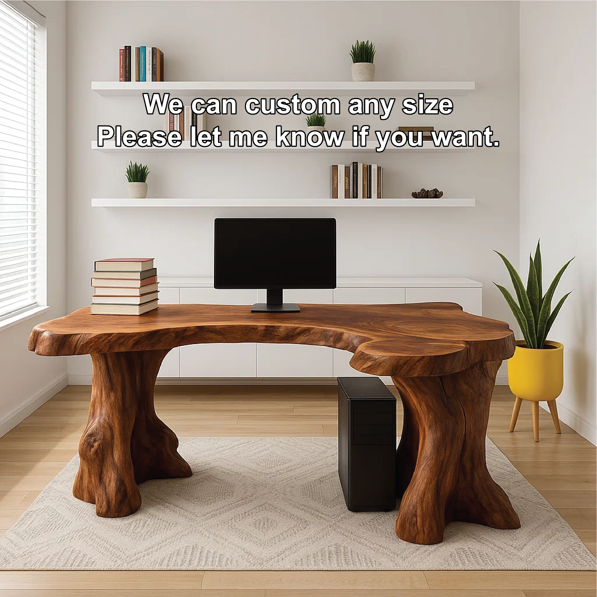 Live Edge Office Desk Unique Organic Shape Writing Computer Desk Statement Furniture