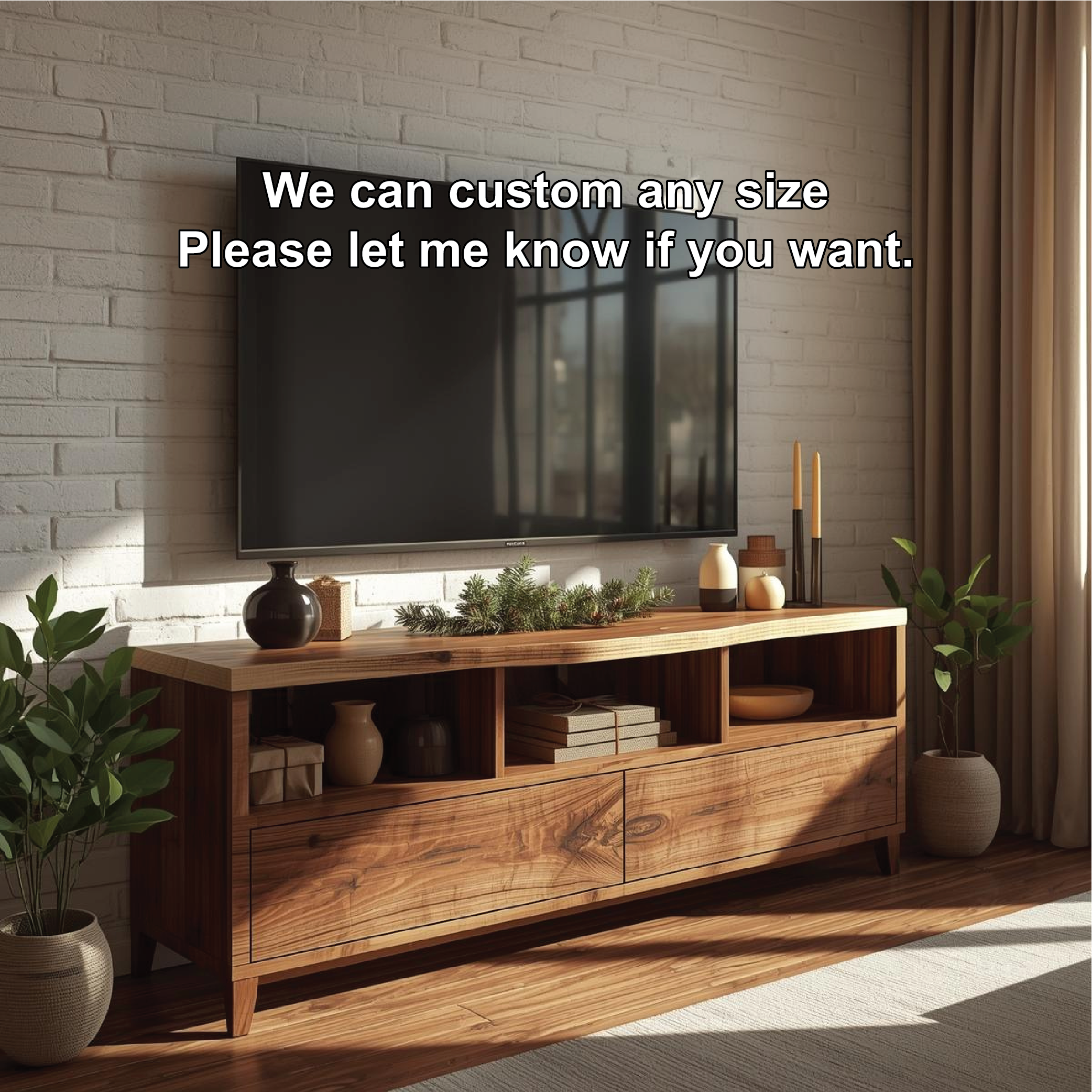 Mid Century TV Stand Solid Wood Media Console Modern Entertainment Center Storage