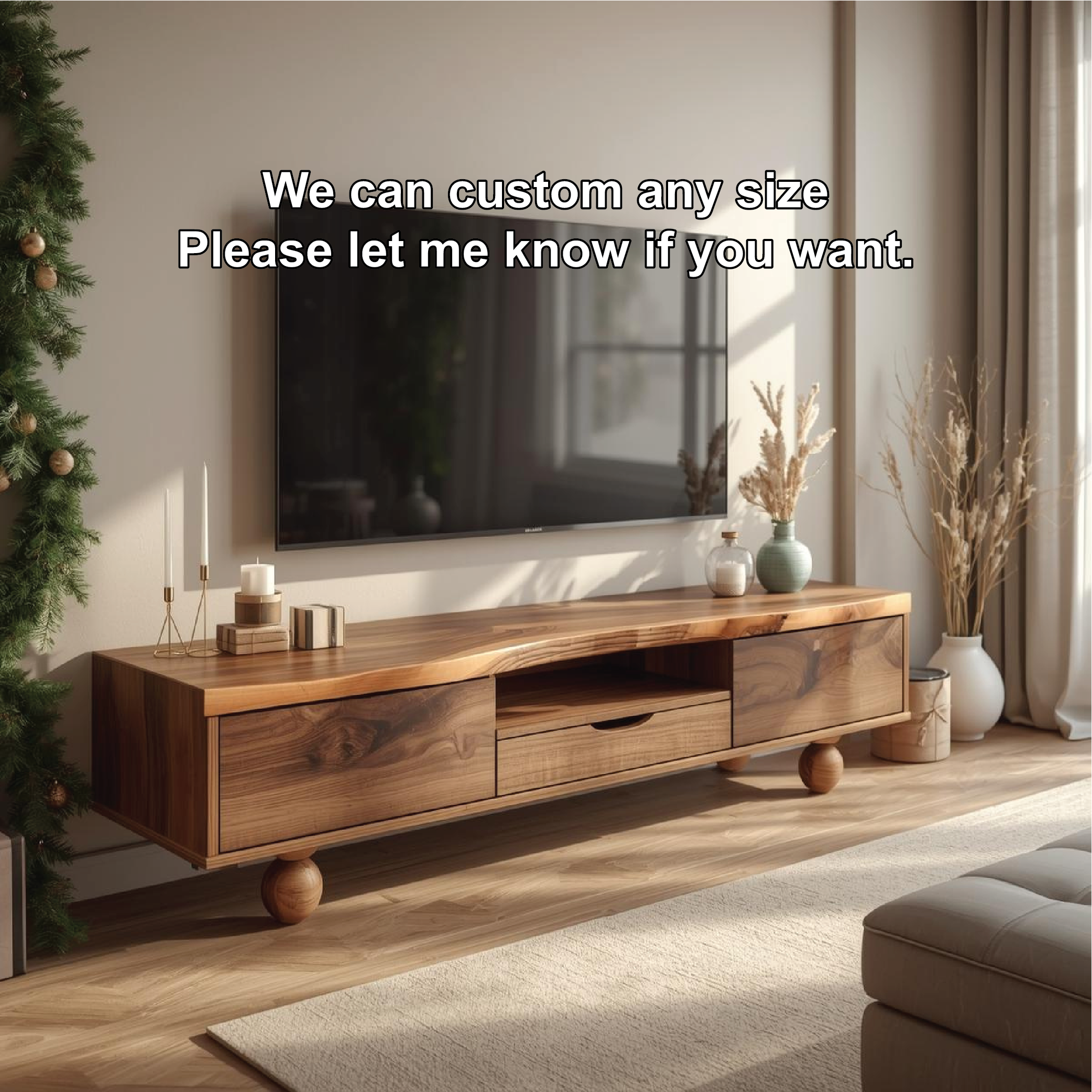 Mid Century Solid Wood TV Stand Modern Media Console Long Entertainment Center Cabinet