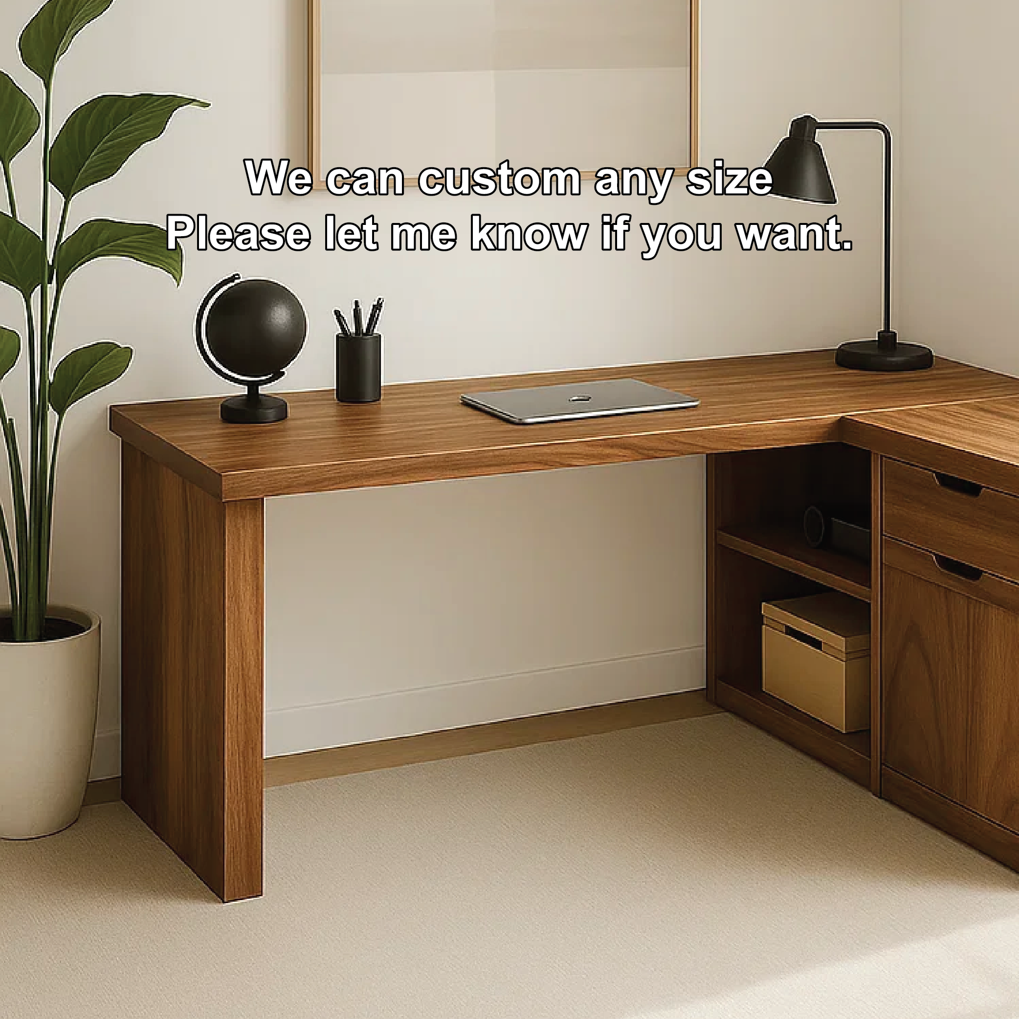 L-Shaped Walnut Desk with Storage – Corner Workspace Solution