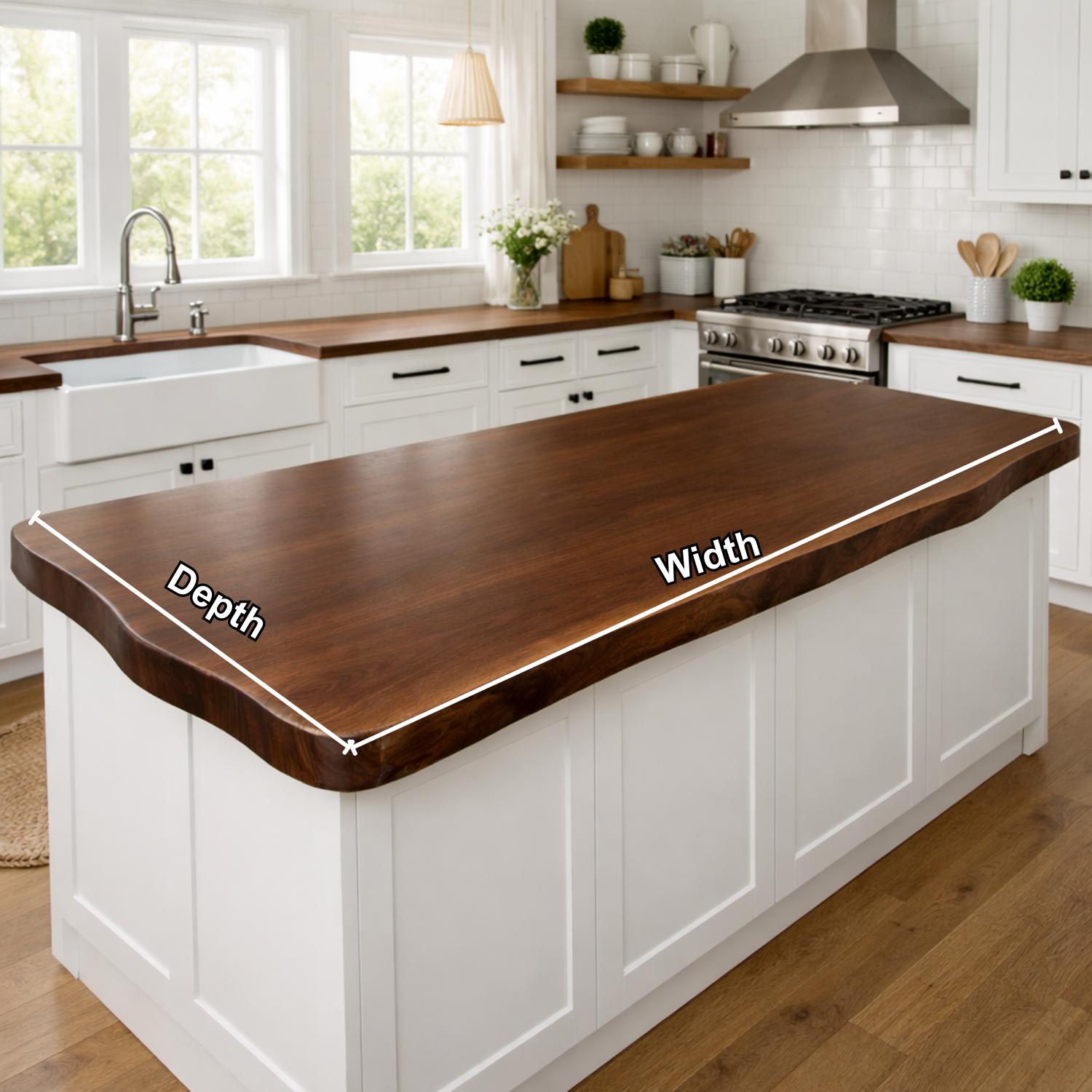 Solid Wood Kitchen Countertop – Thick Island Top for Farmhouse Kitchen