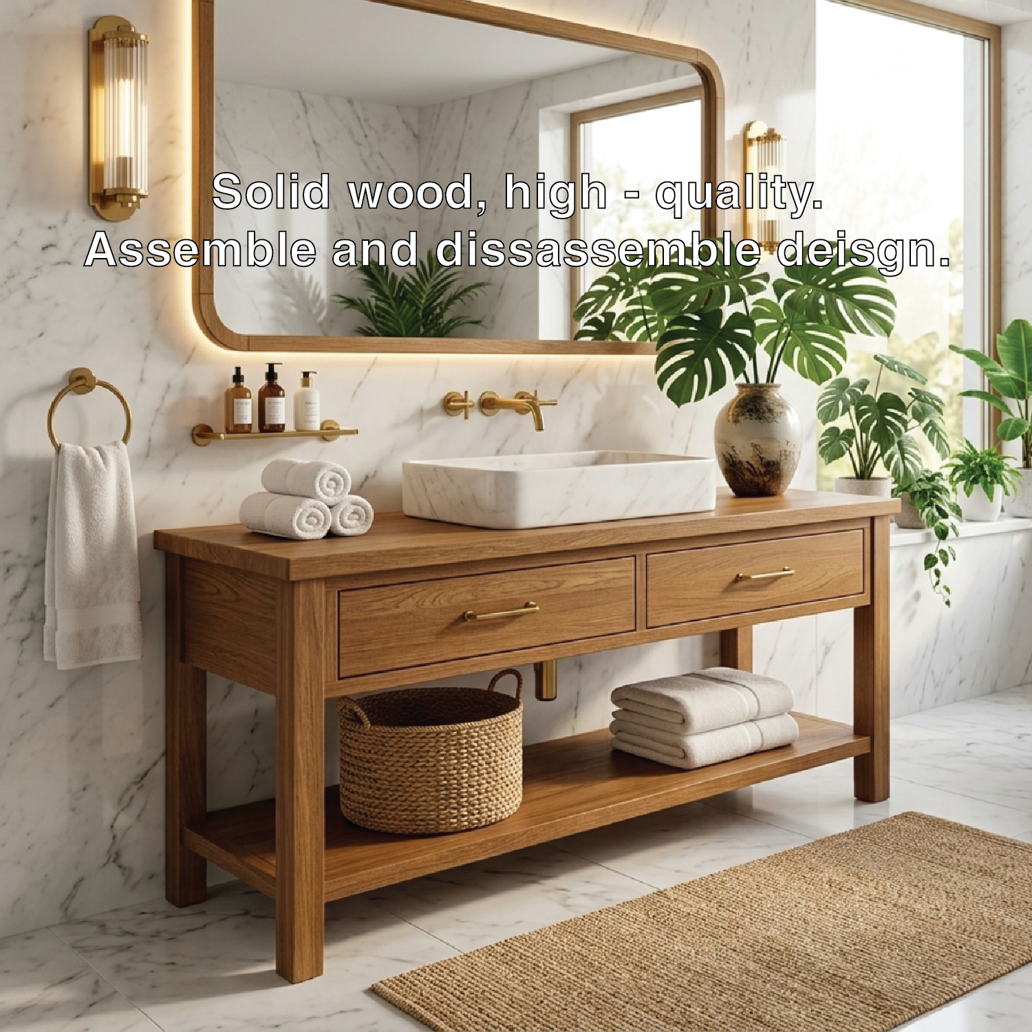 Luxury Wooden Bathroom Vanity - Modern Design with Sink