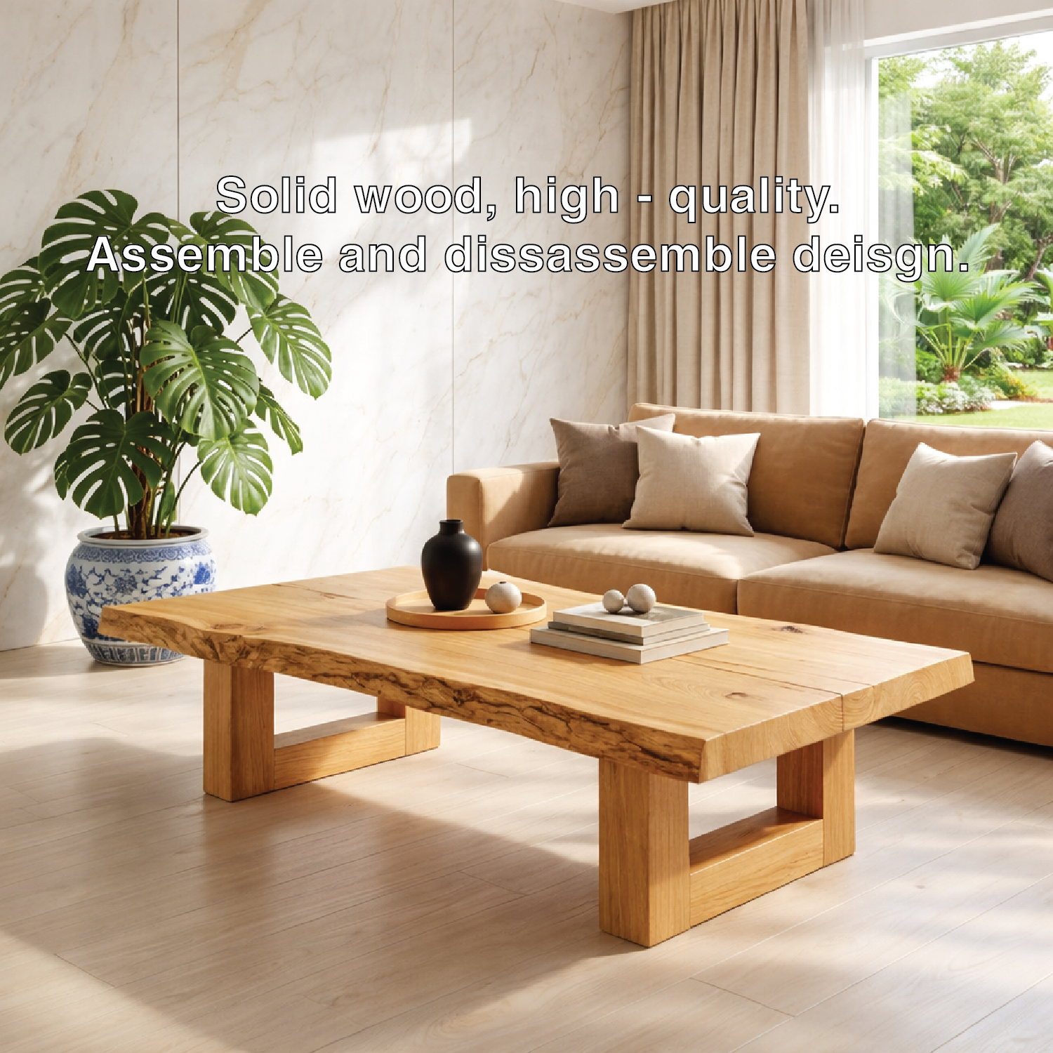 Natural Wood Coffee Table with Modern Design and Minimalist Aesthetic
