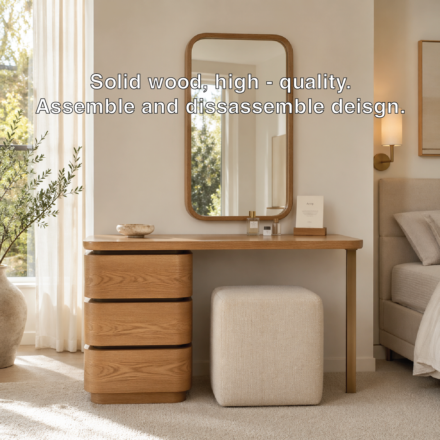 Modern Makeup Vanity Desk With Drawers Mirror Dressing Table Bedroom Furniture Set