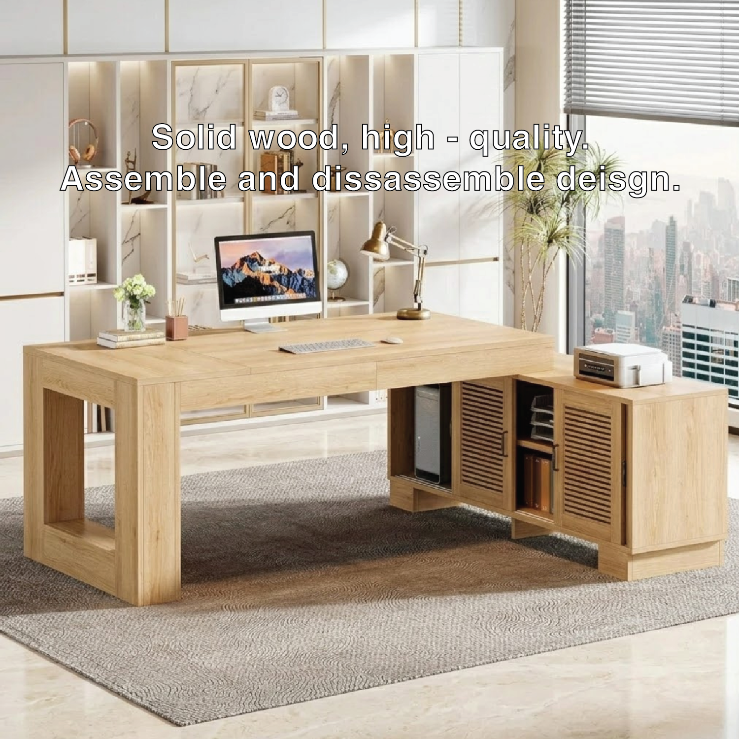 Modern Work Desk with Storage and Sleek Design for Home Office