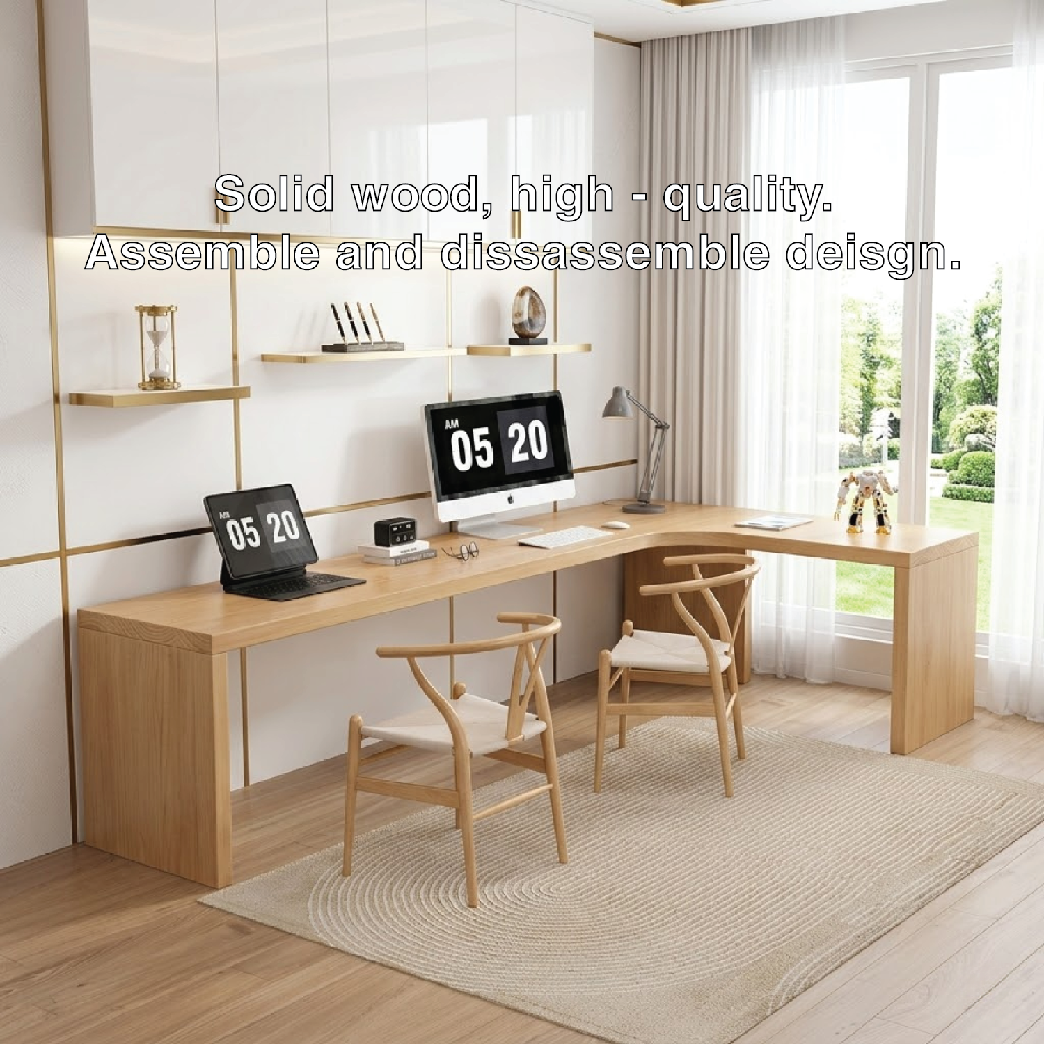 Modern Corner Desk with Dual Workstations for Office and Home Use