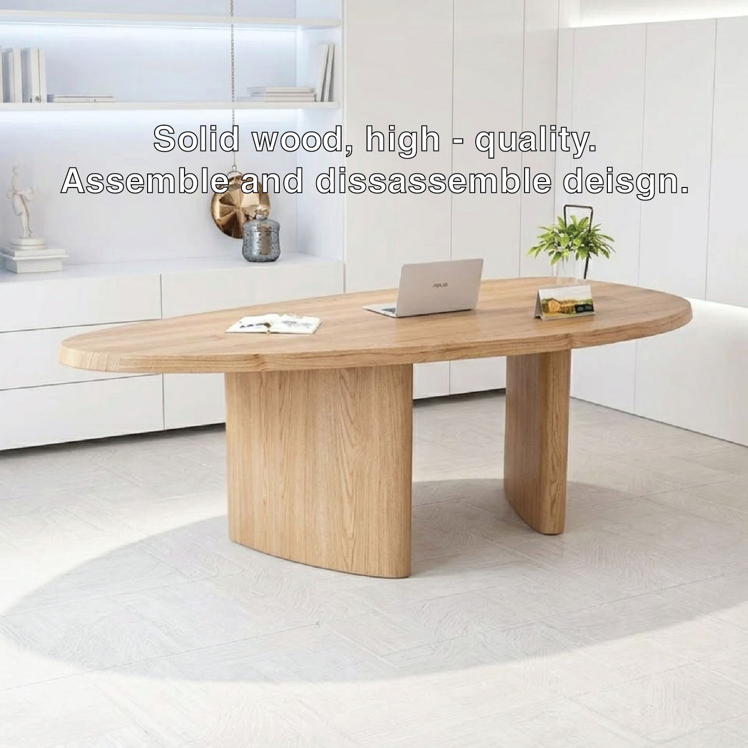 Contemporary Oval Work Desk with Stylish Pedestal Design for Home Office