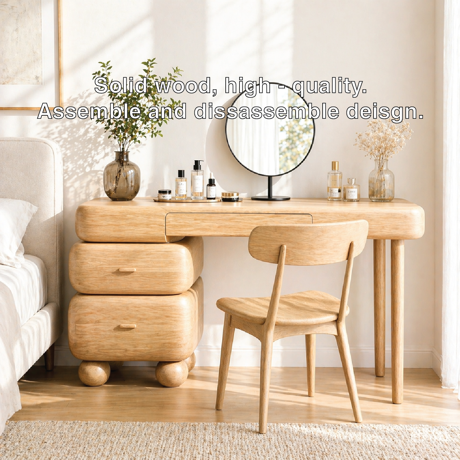Modern Makeup Vanity Desk With Drawers Dressing Table Bedroom Beauty Station Set