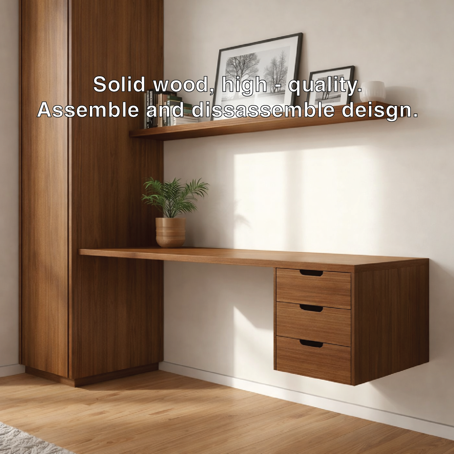 Floating Oak Desk with Drawer – Minimal Wall-Mounted Workspace