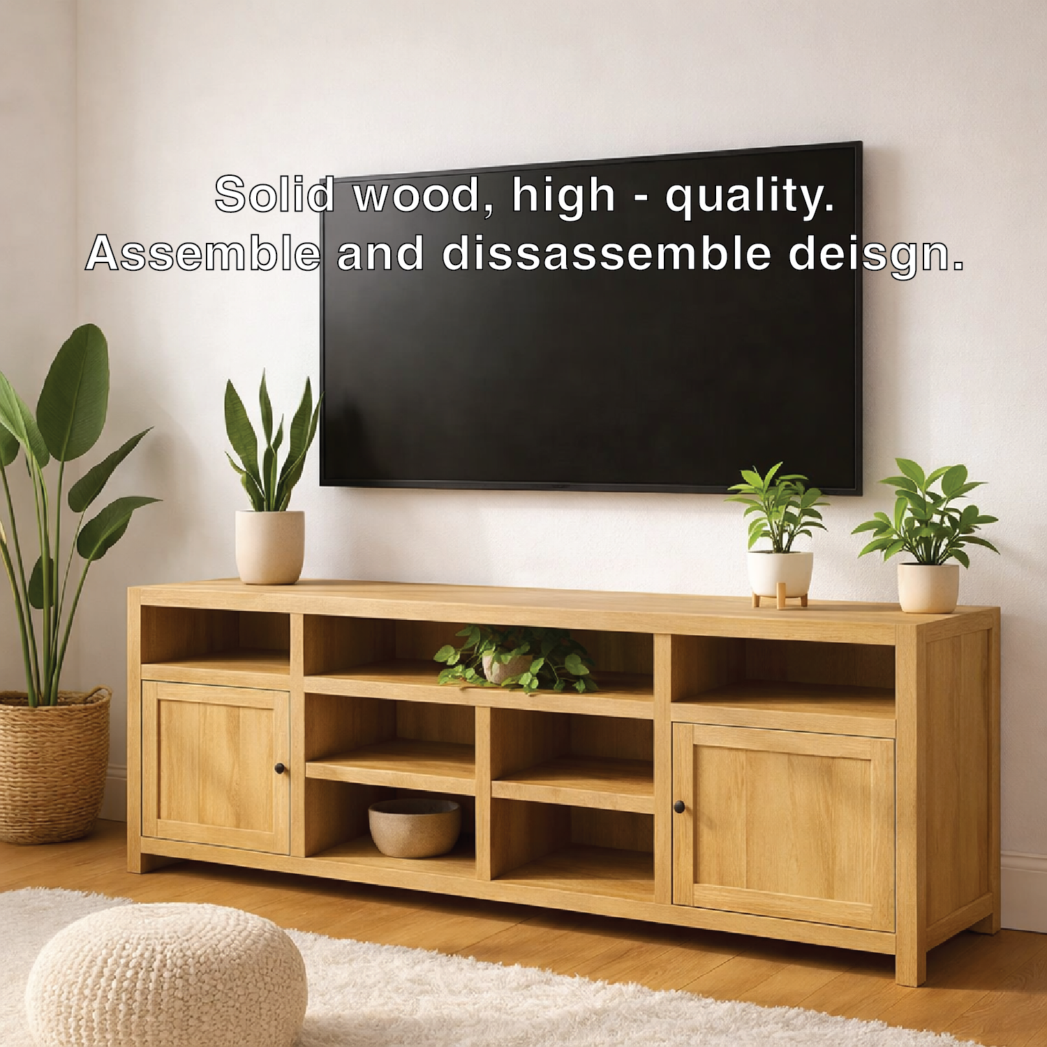 Modern Solid Wood TV Stand Storage Media Console Entertainment Center Cabinet