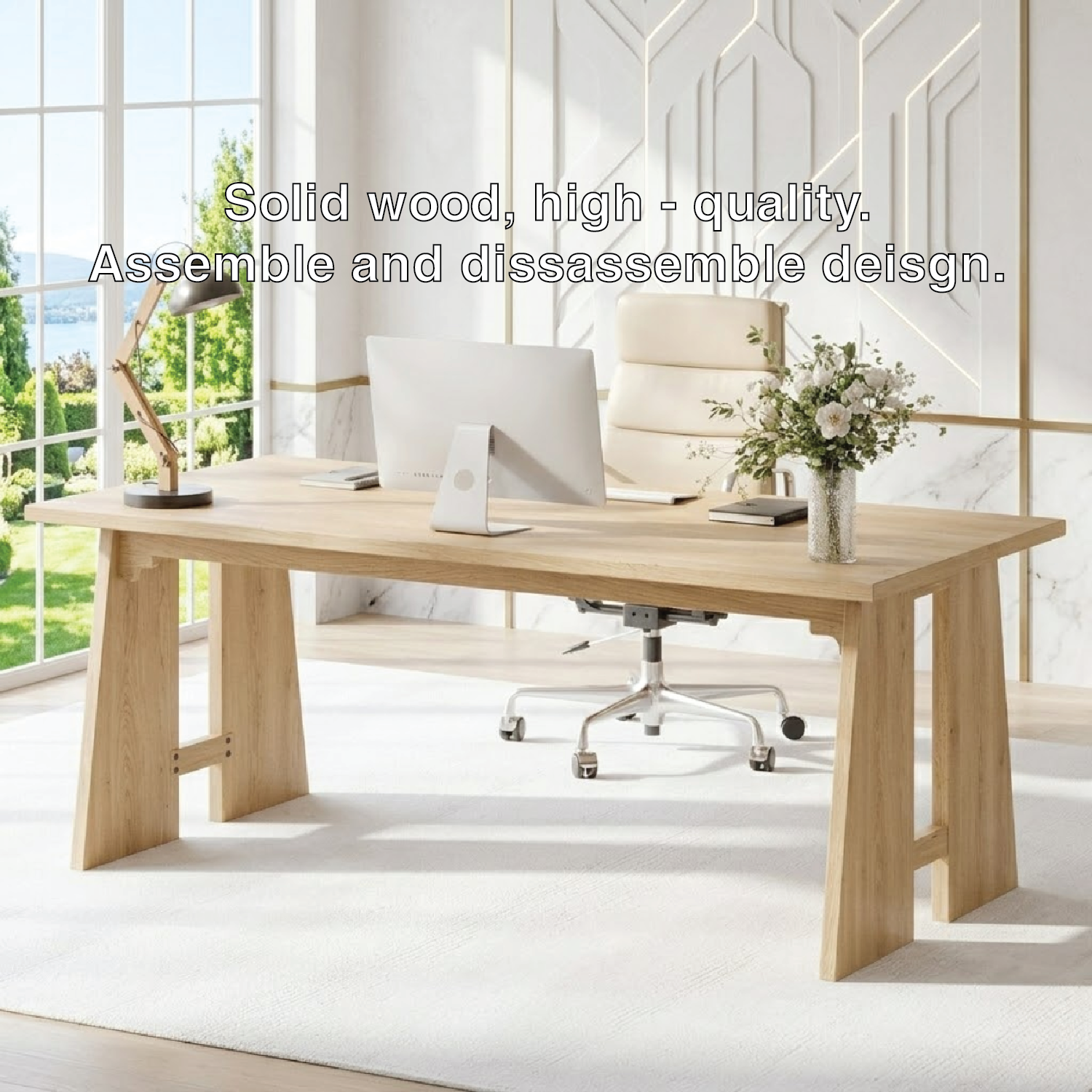 Modern Writing Desk with Sleek Design and Sturdy Legs Large Office Desk