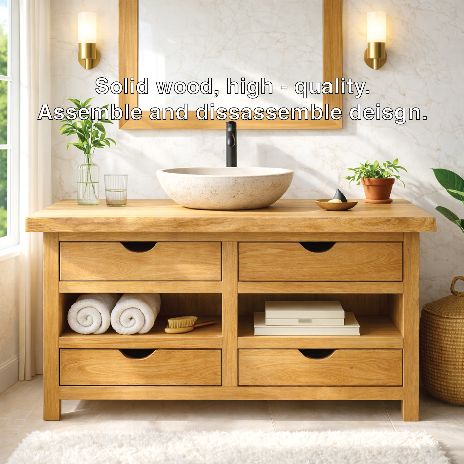 Modern Wooden Bathroom Vanity with Storage – Stylish & Durable